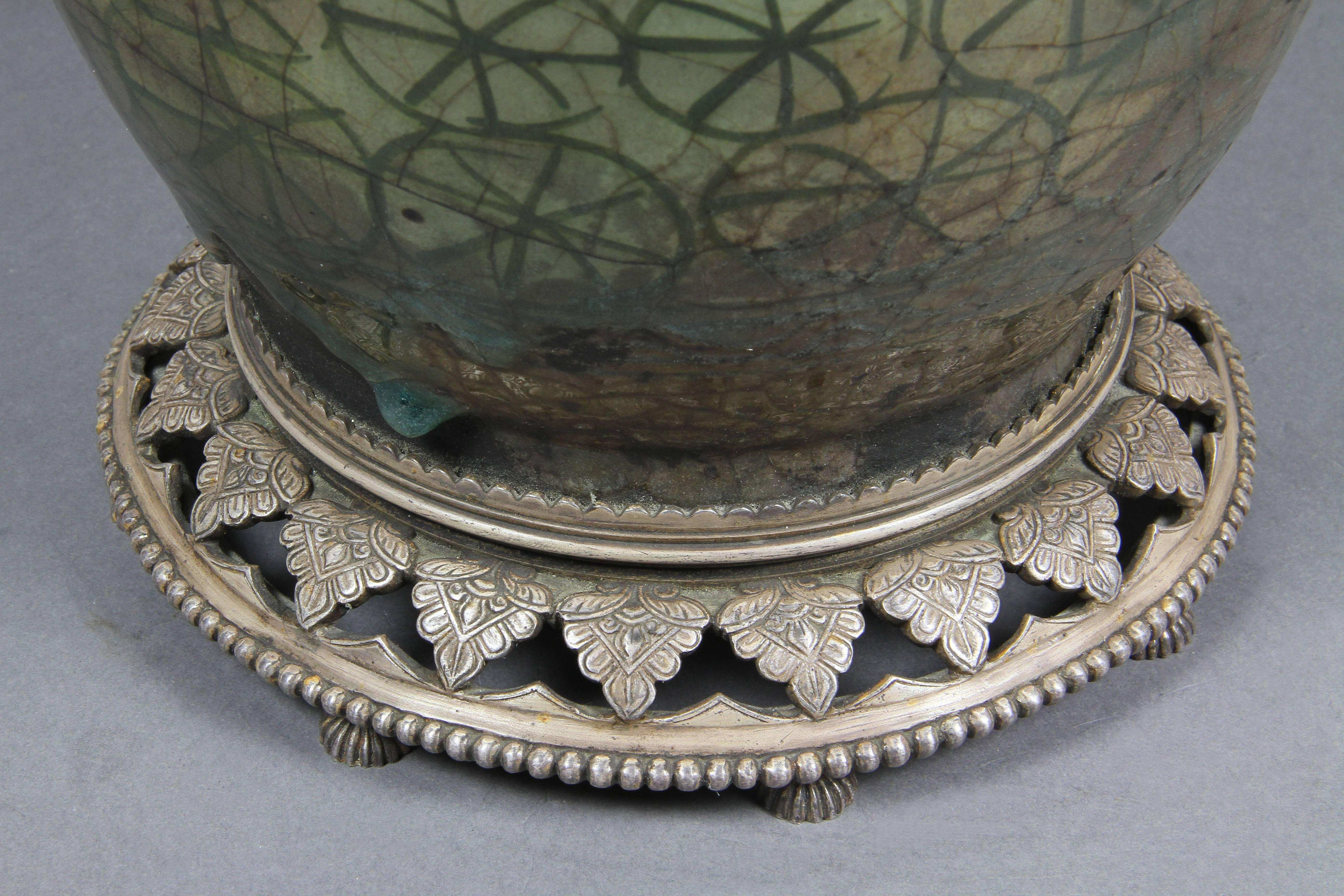 Persian Slivered Bronze-Mounted Table Lamp Possibly Caldwell 1