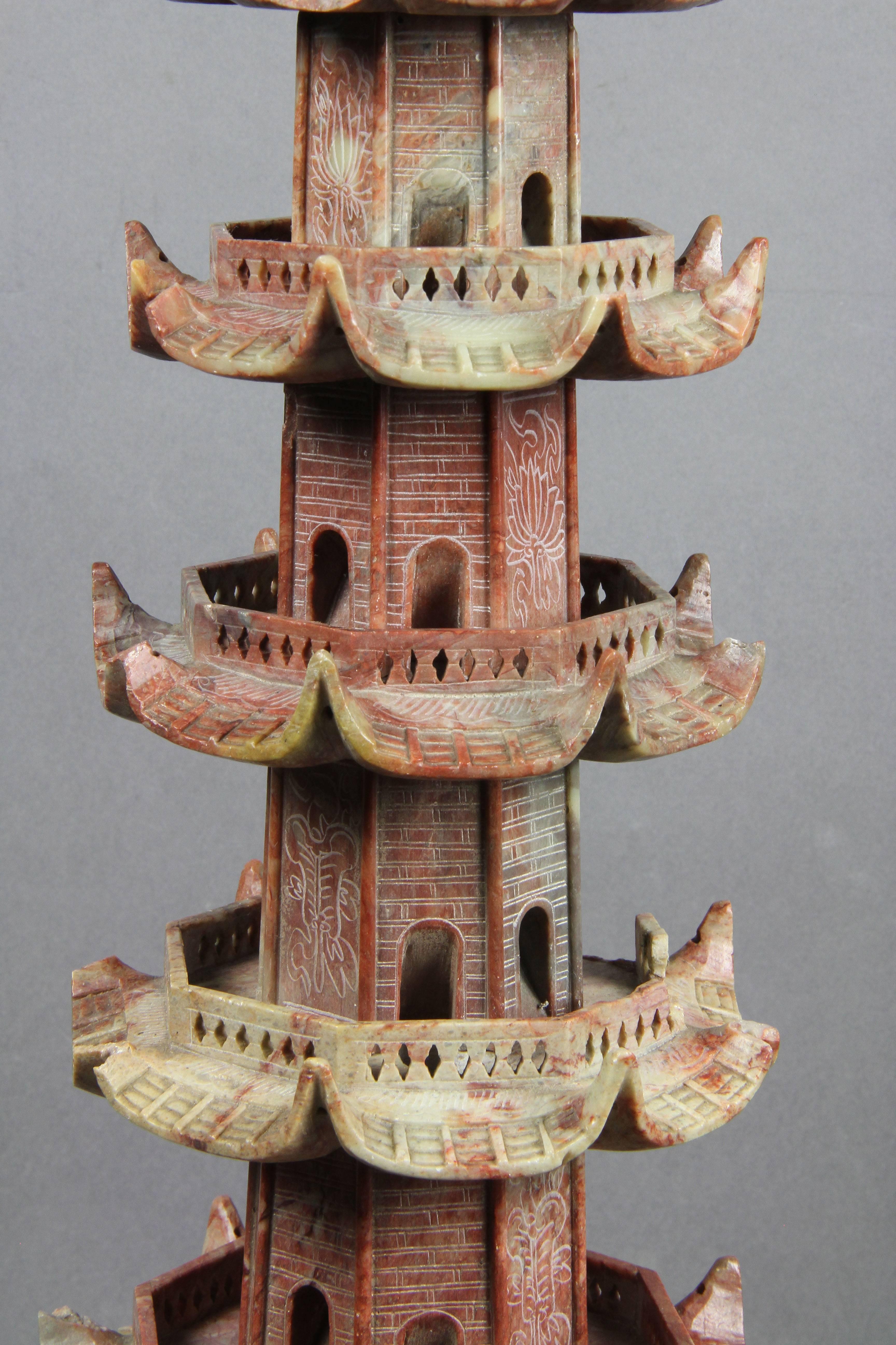 Chinese Soapstone Pagoda In Good Condition In Essex, MA