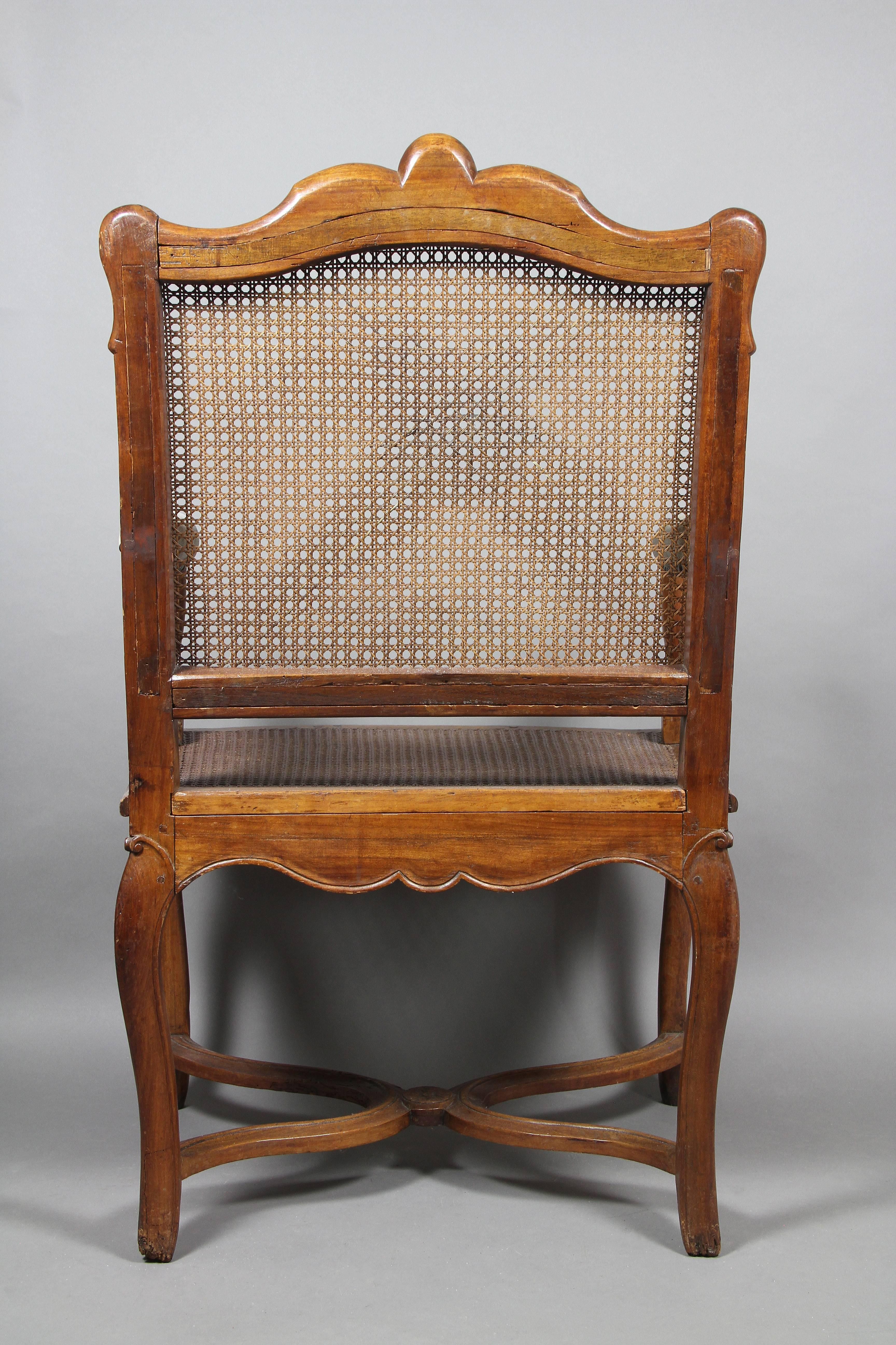 Regence Walnut and Caned Fauteuil/ Armchair For Sale 1