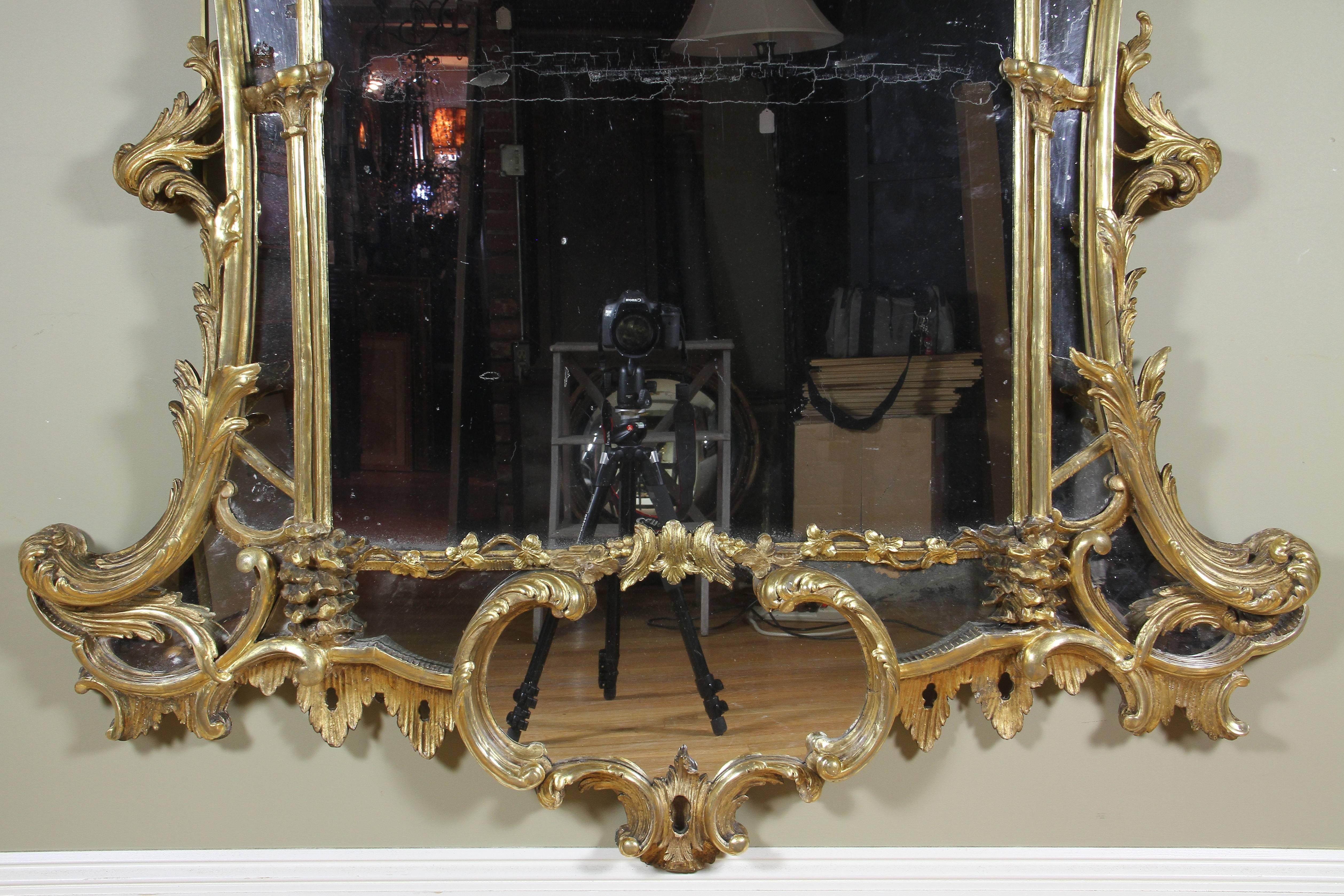English Large George III Giltwood Mirror