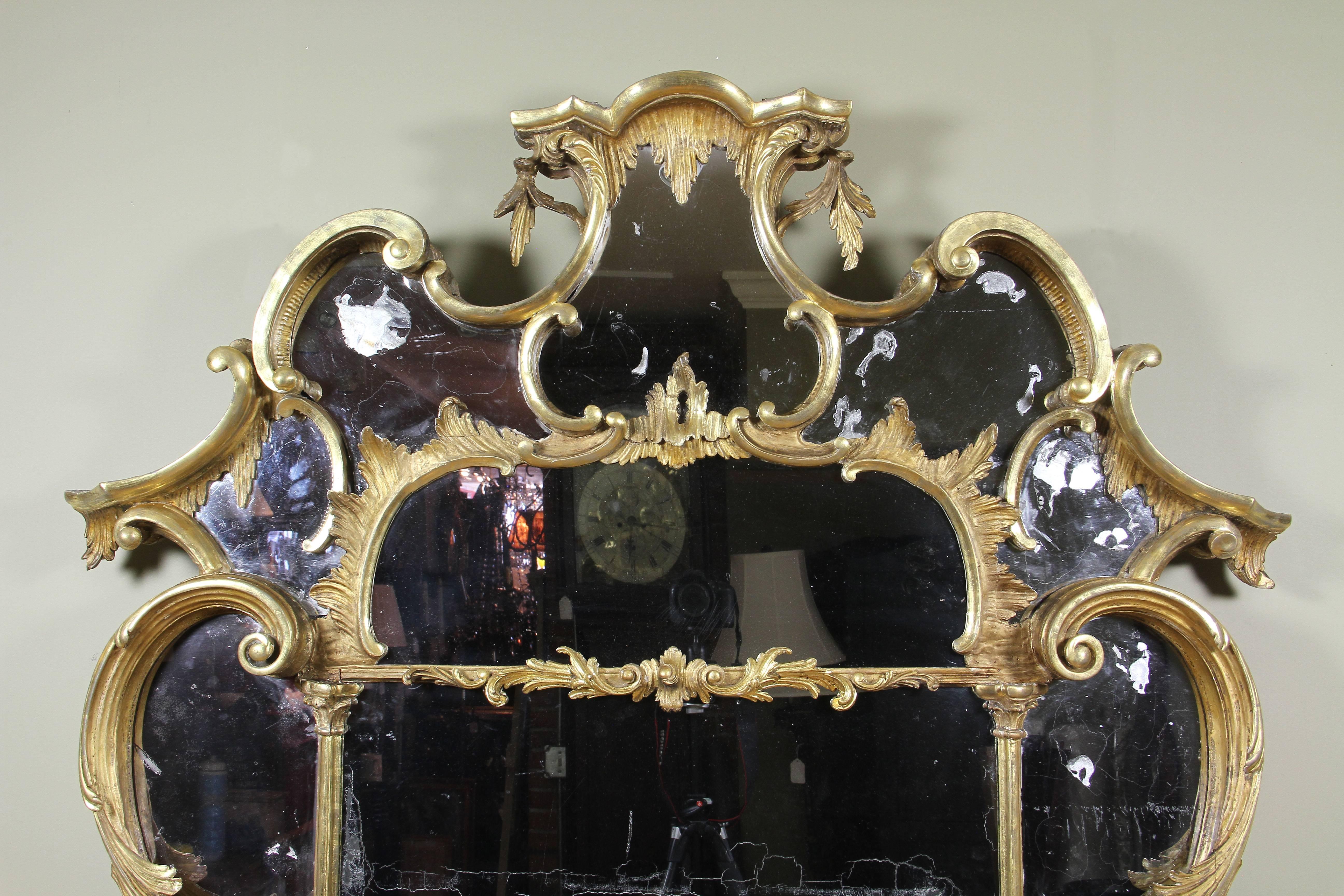 Mid-18th Century Large George III Giltwood Mirror