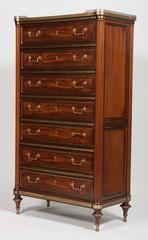 Directoire Mahogany and Brass-Mounted Semanier Signed L . Moreau
