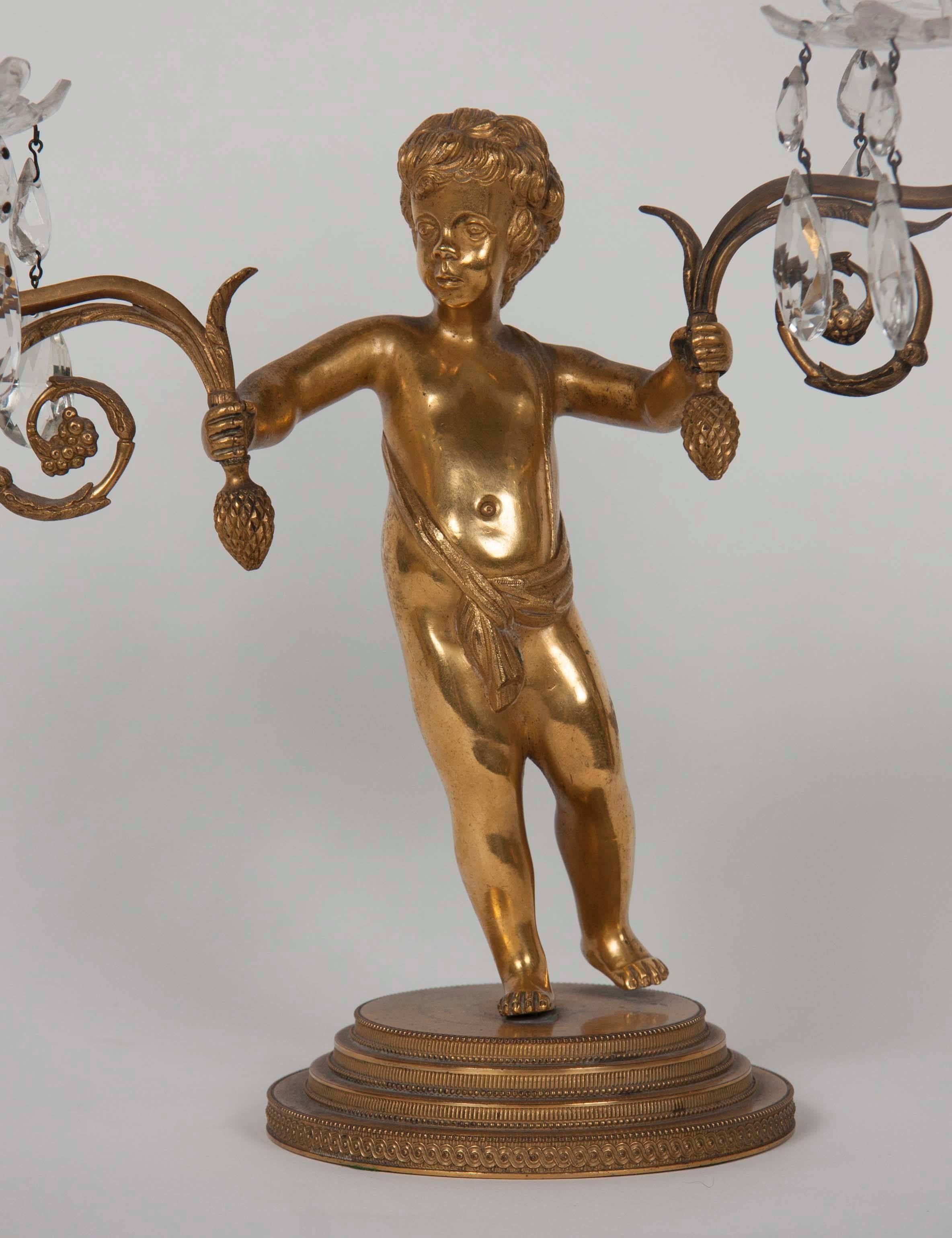 Regency Paire de candélabres figuratifs en bronze doré de style Régence de Matthew Boulton en vente