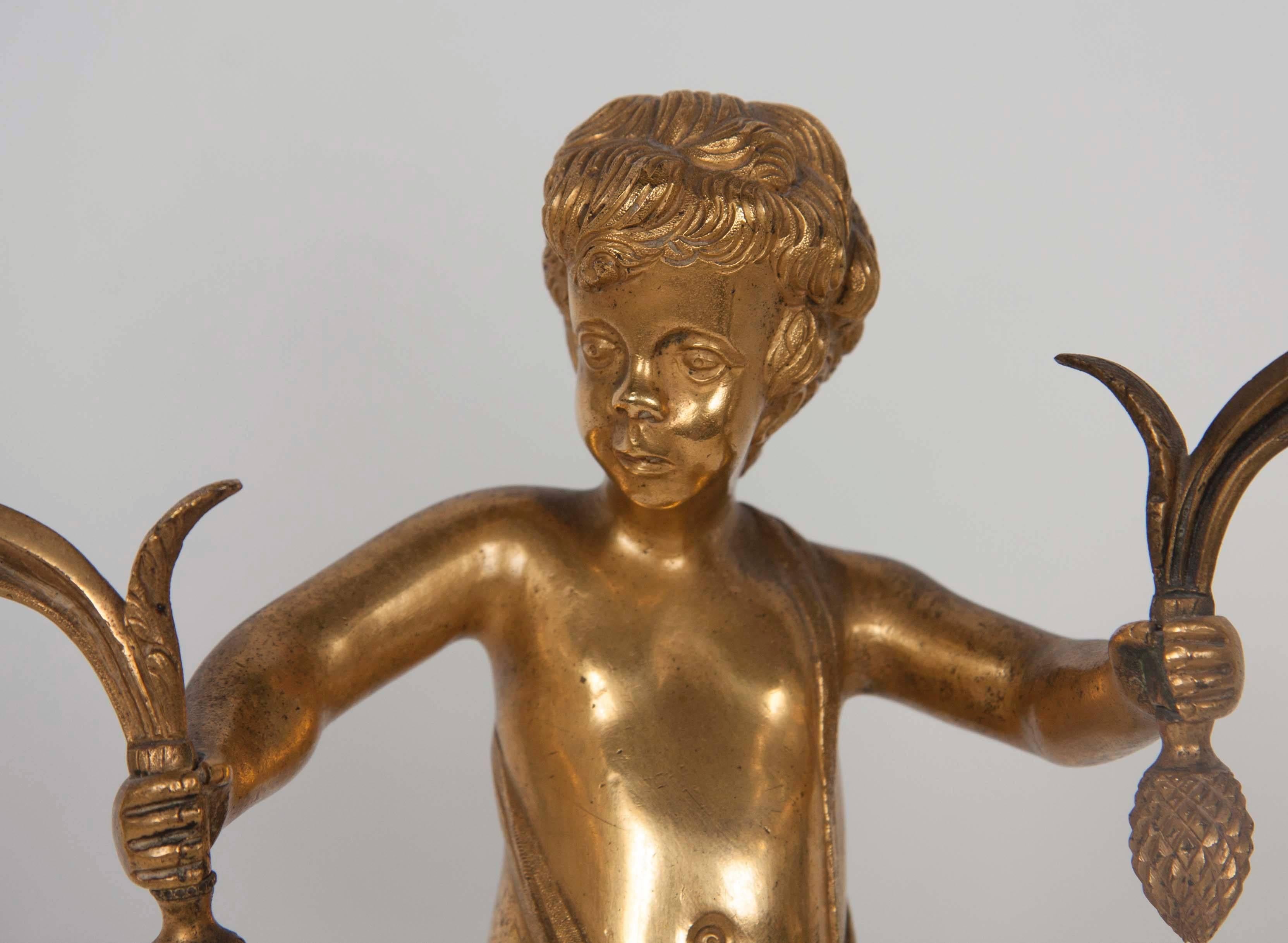 Pair of Regency Gilt Bronze Figural Candelabra by Matthew Boulton In Good Condition For Sale In Essex, MA