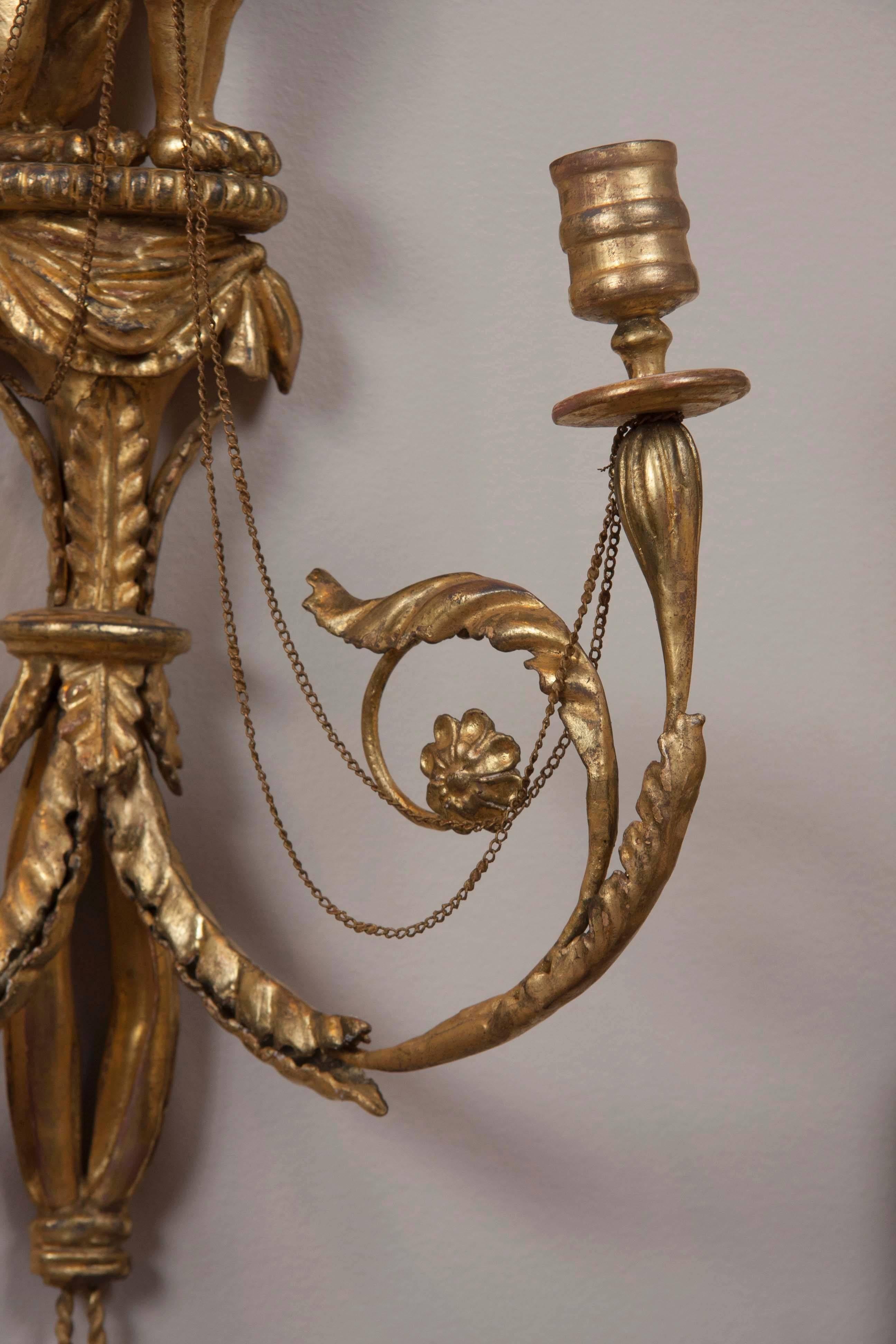 Pair of Regency Style Giltwood Gryphon Wall Sconces For Sale 2