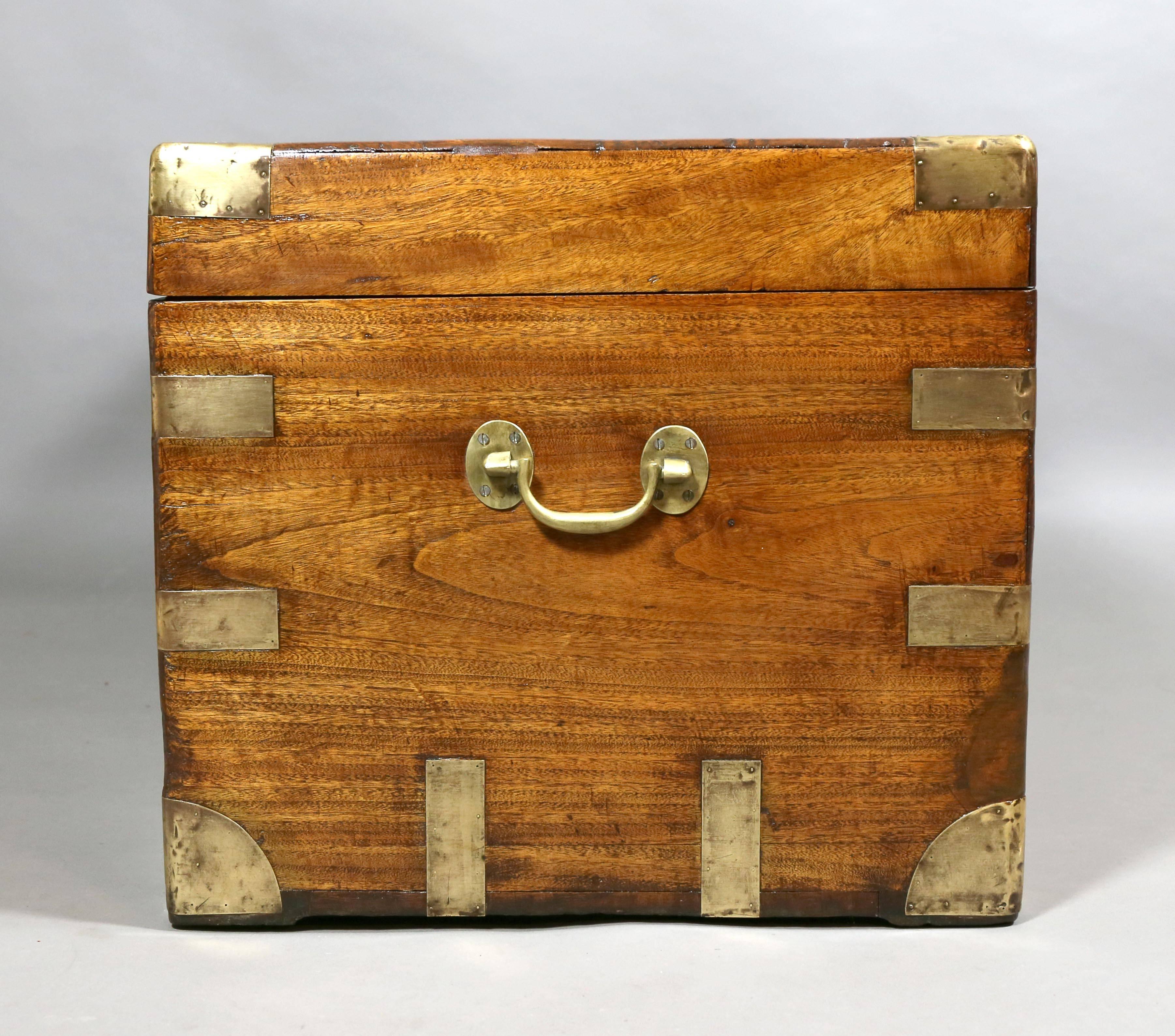 19th Century Chinese Export Camphor Wood and Brass Bound Chest