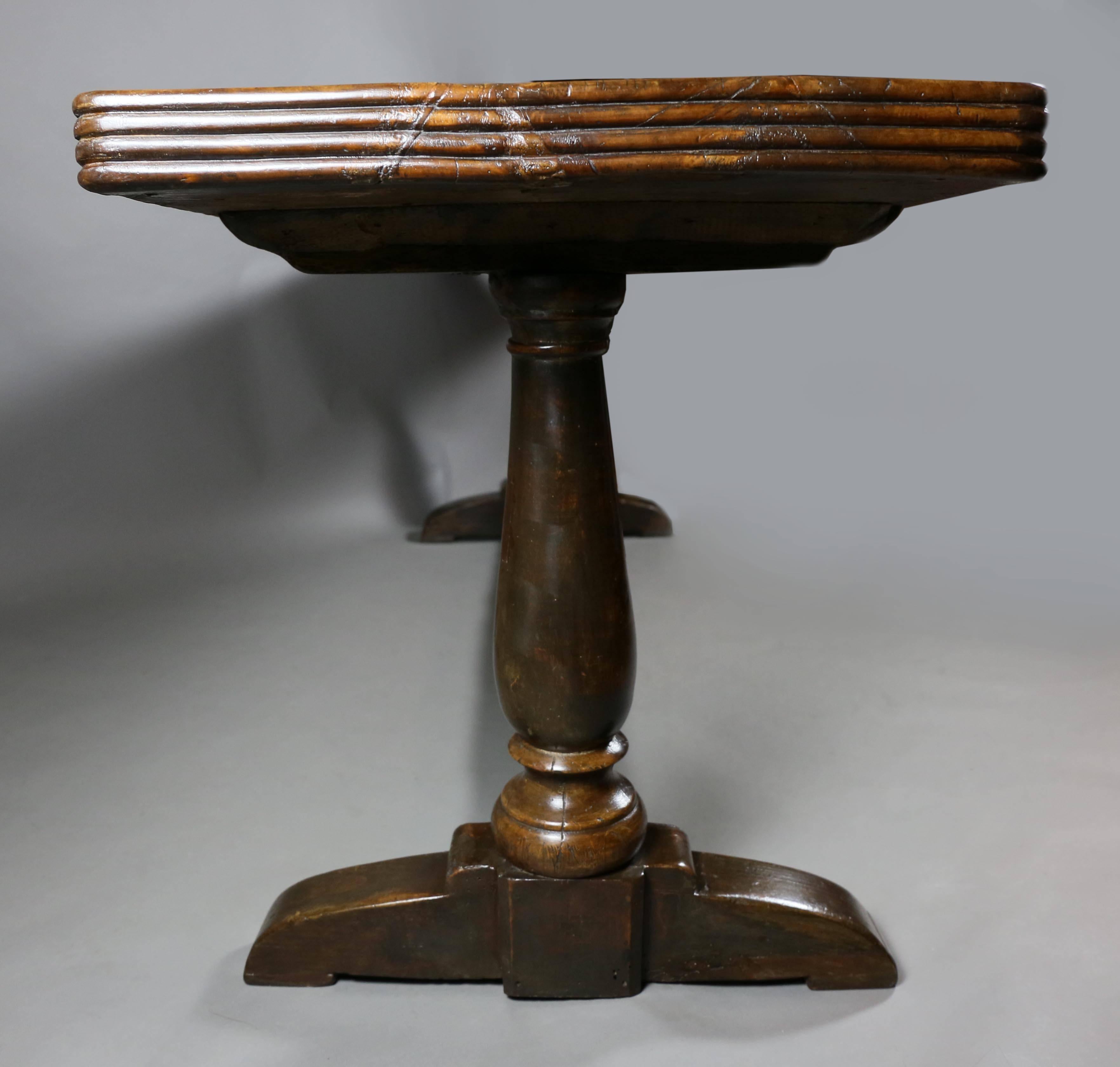 18th Century Italian Baroque Walnut Trestle Table