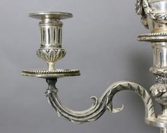 Pair of Louis XVI Style Silvered Bronze Candelabra