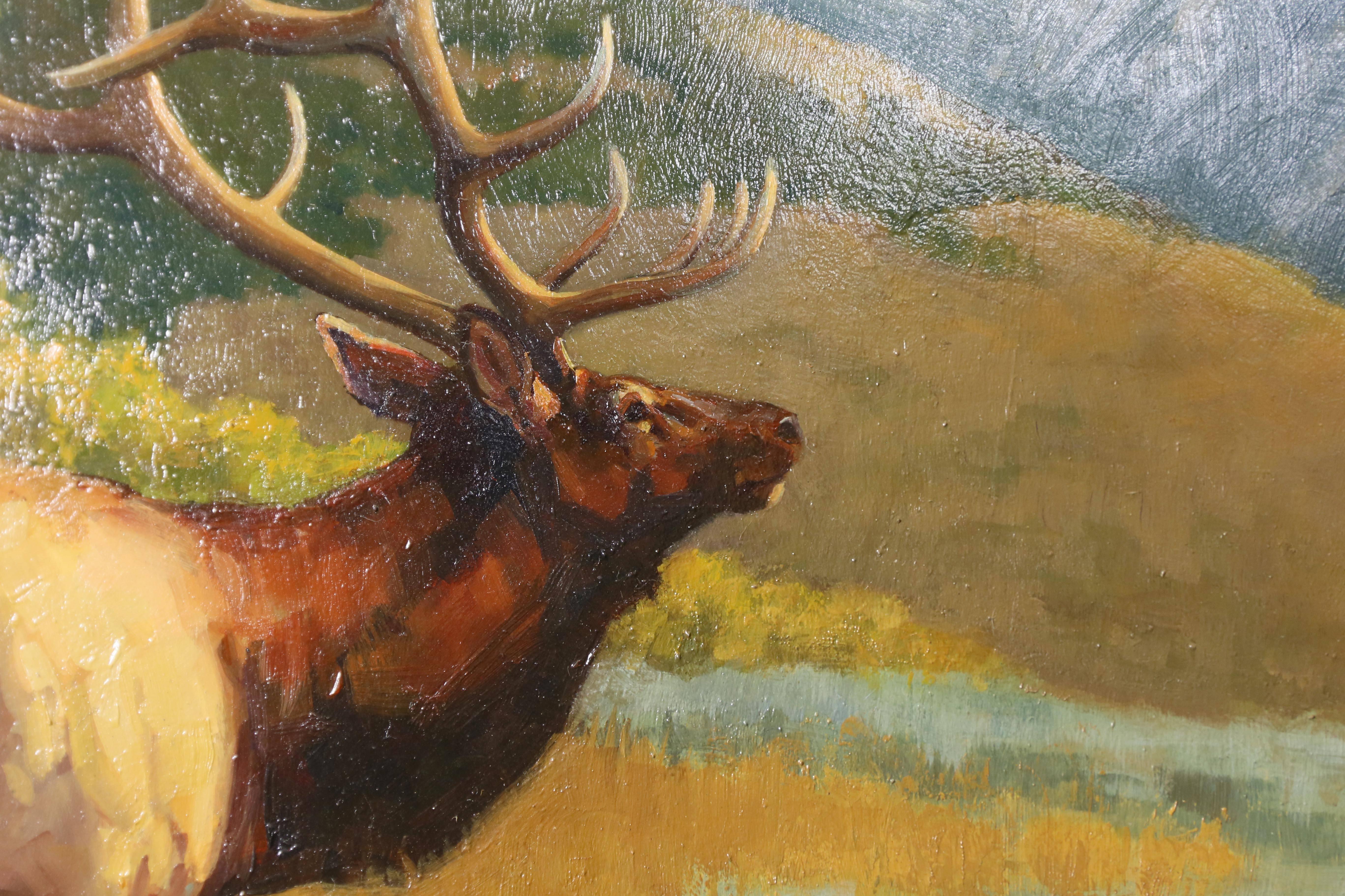 elk oil painting