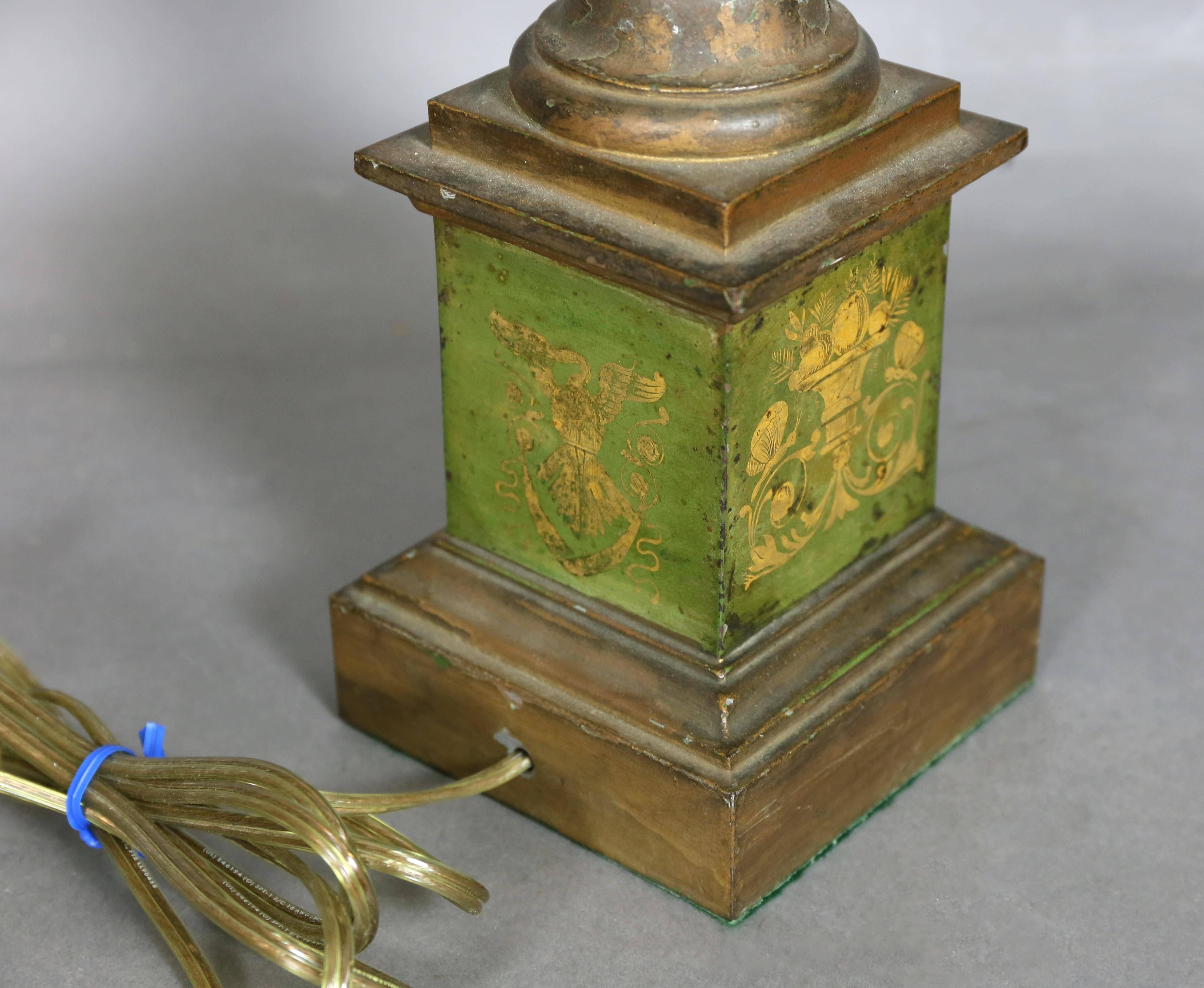 19th Century Pair of French Empire Tole Table Lamps