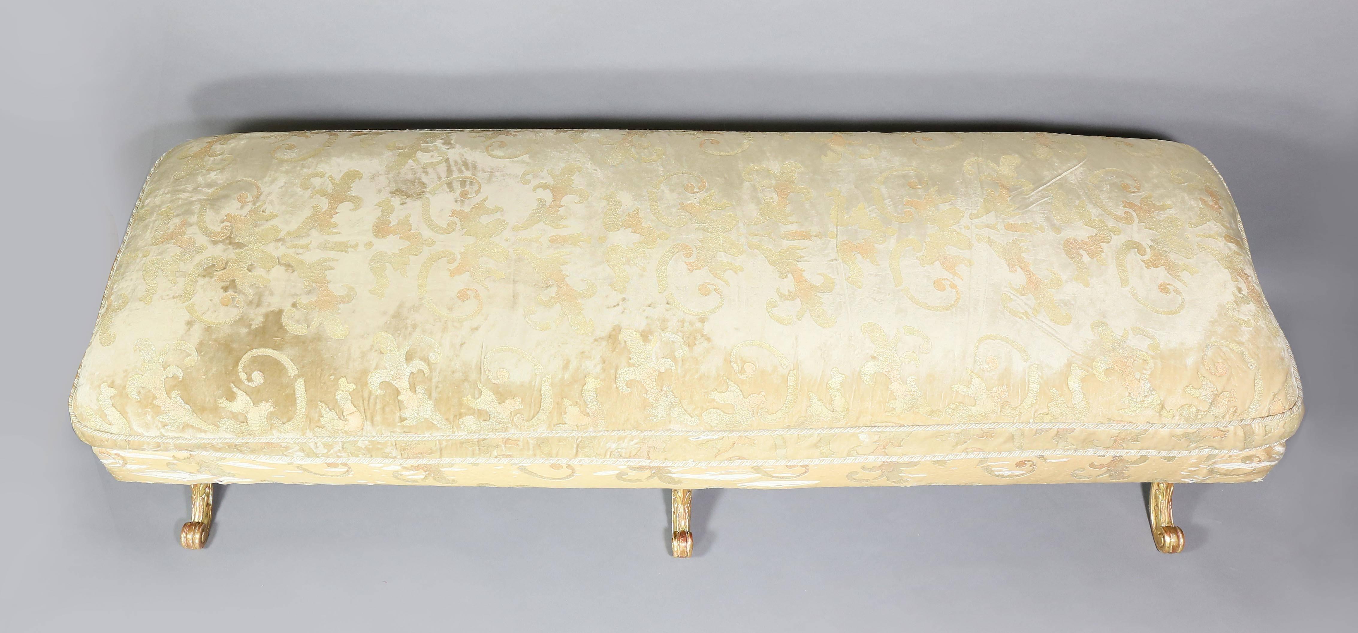 19th Century Pair of Louis XVI Style Giltwood Benches with Mirella Spinella Upholstery