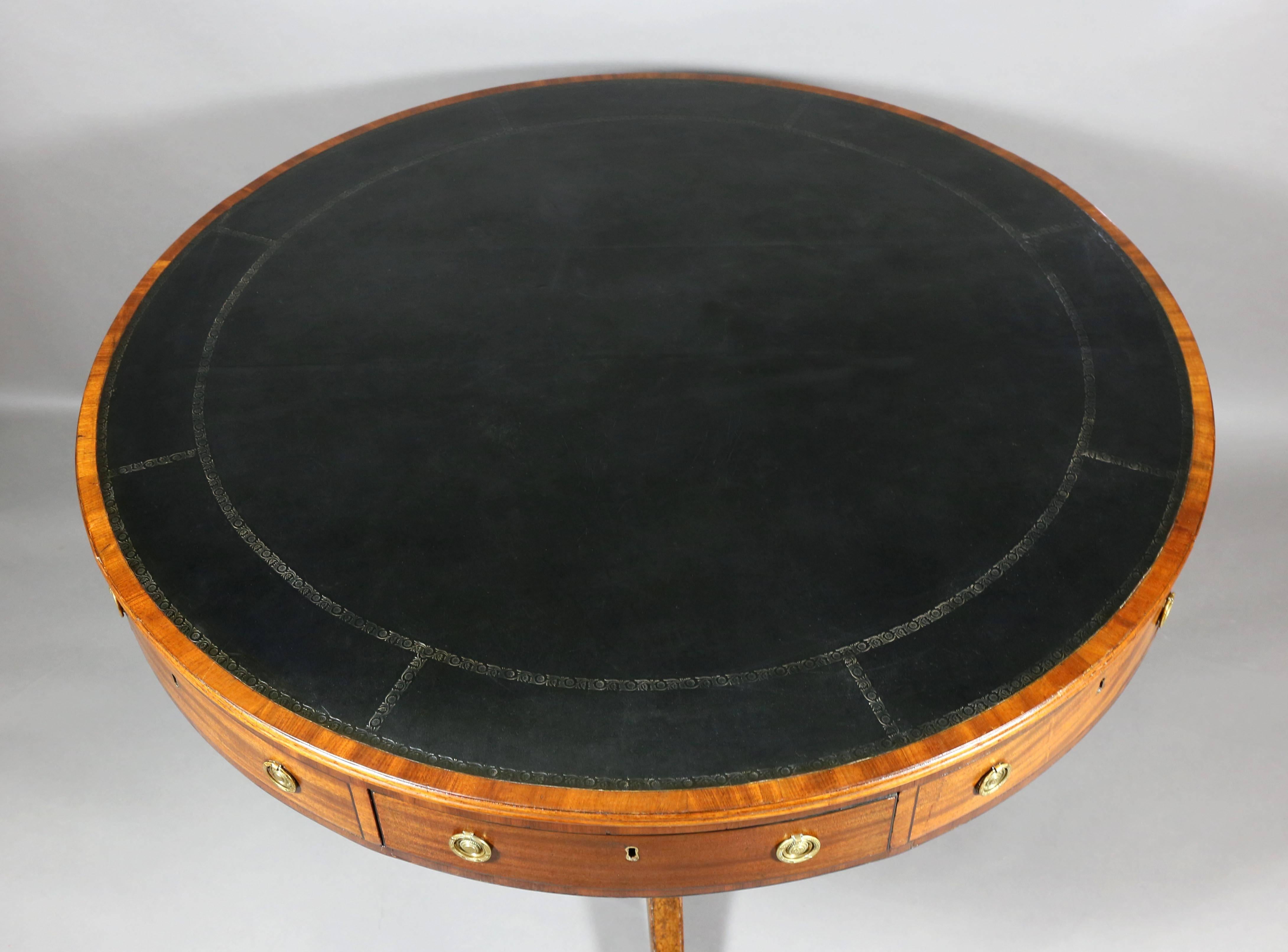 Regency Mahogany and Ebonized Drum Table In Good Condition In Essex, MA