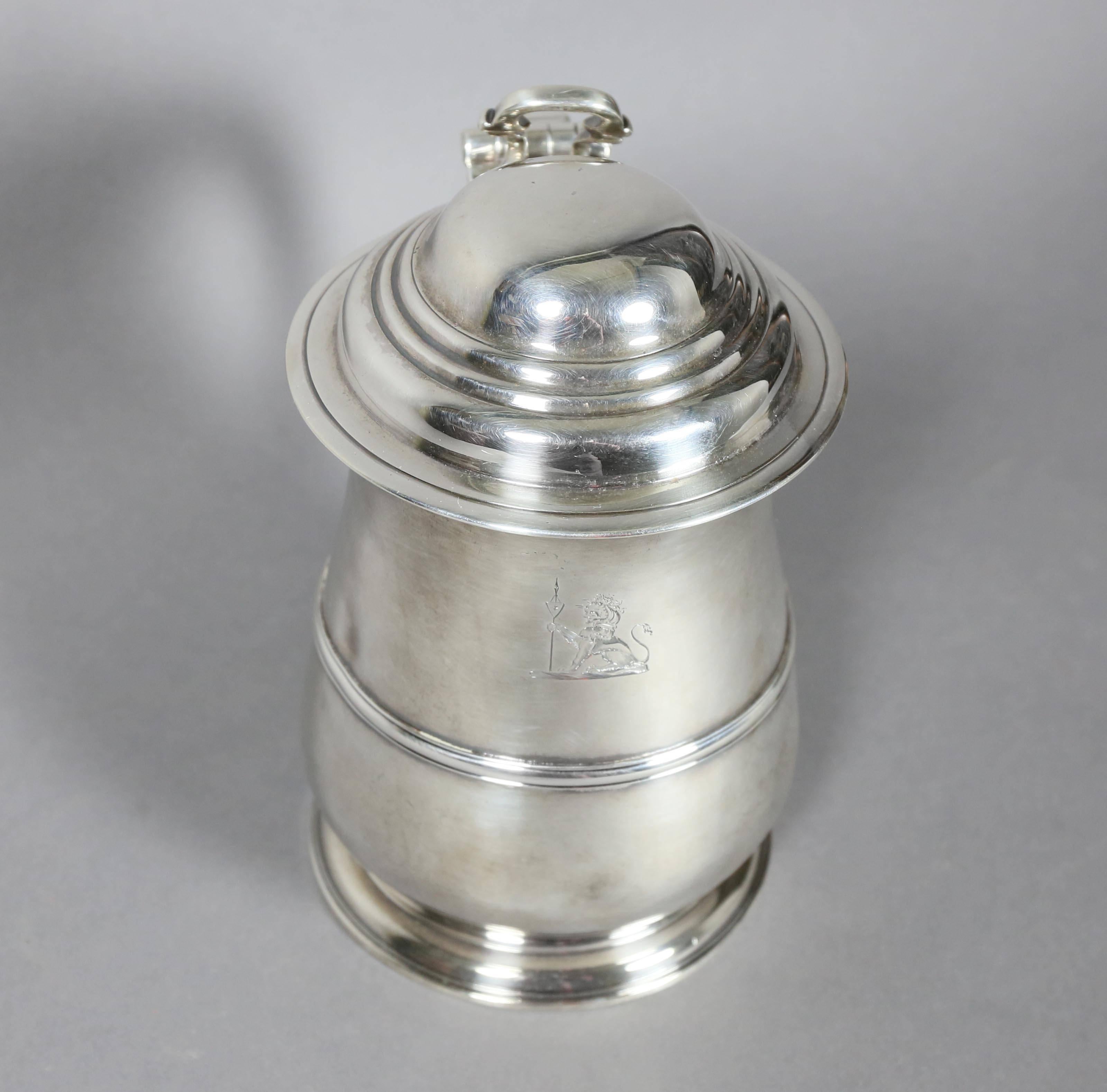 George II Sterling Tankard by R. Gurley, London In Good Condition In Essex, MA