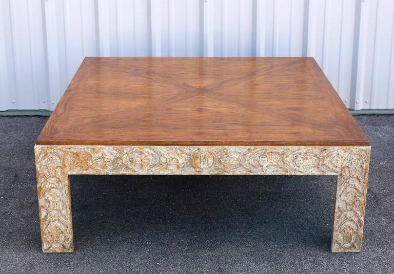 Parquetry Top Painted Square Coffee Table For Sale at 1stdibs