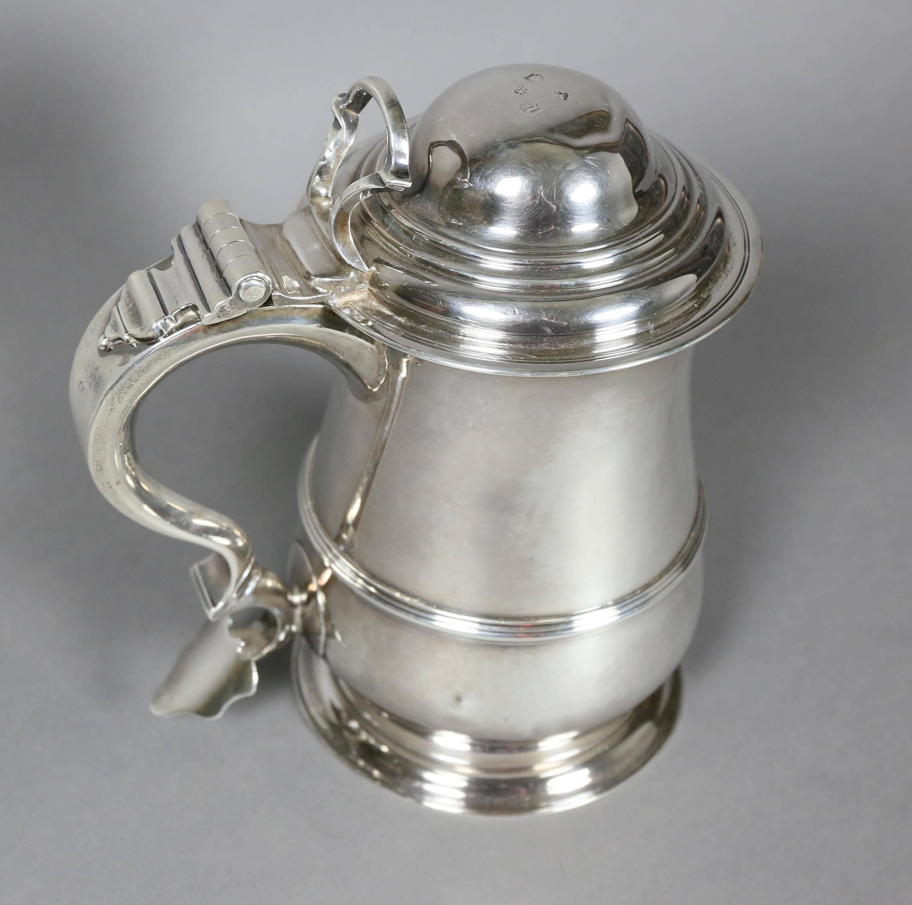 George II Sterling Tankard by Richard Bayley In Good Condition In Essex, MA