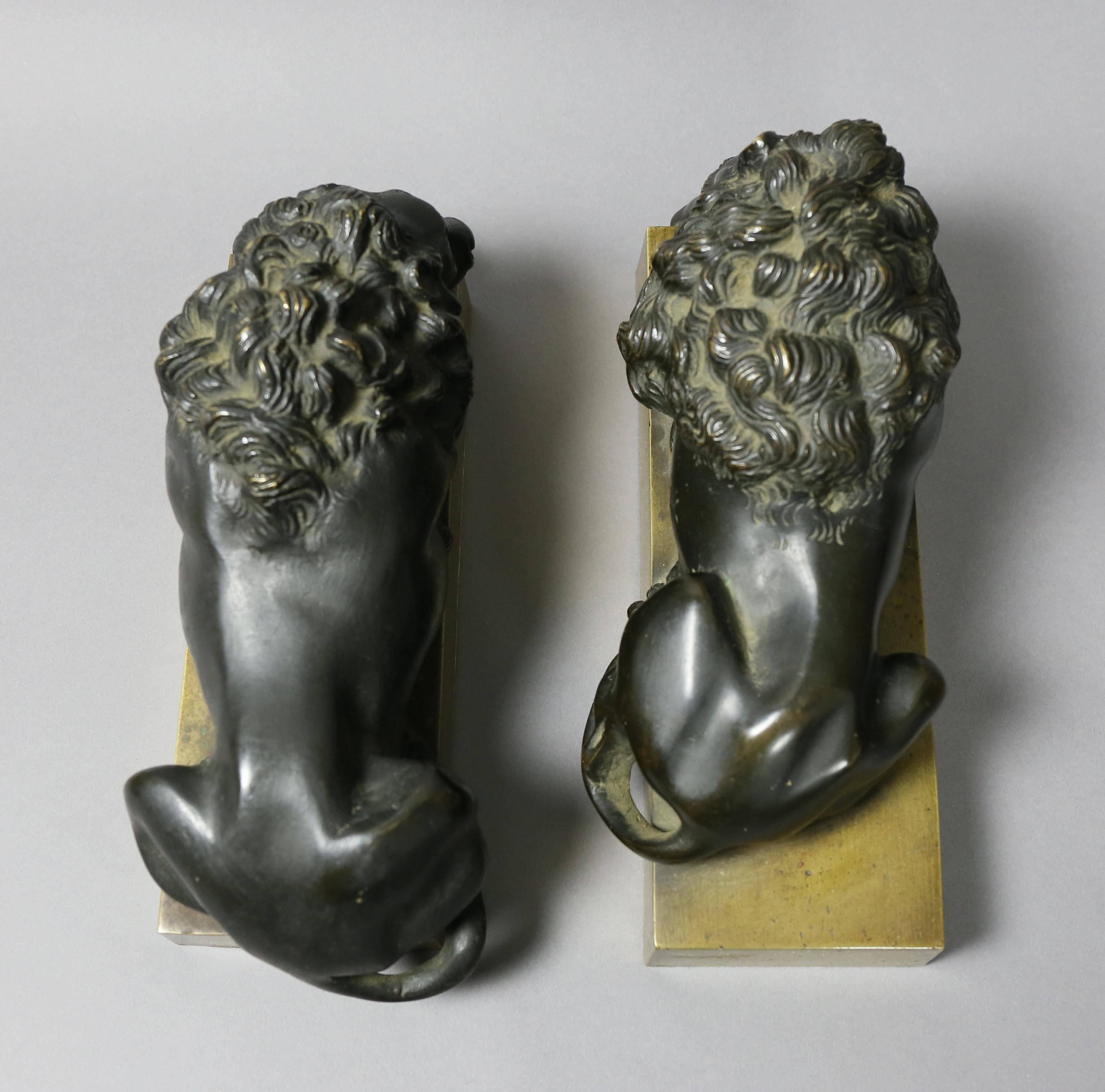 Pair of Italian Bronze Lions After Canova 1