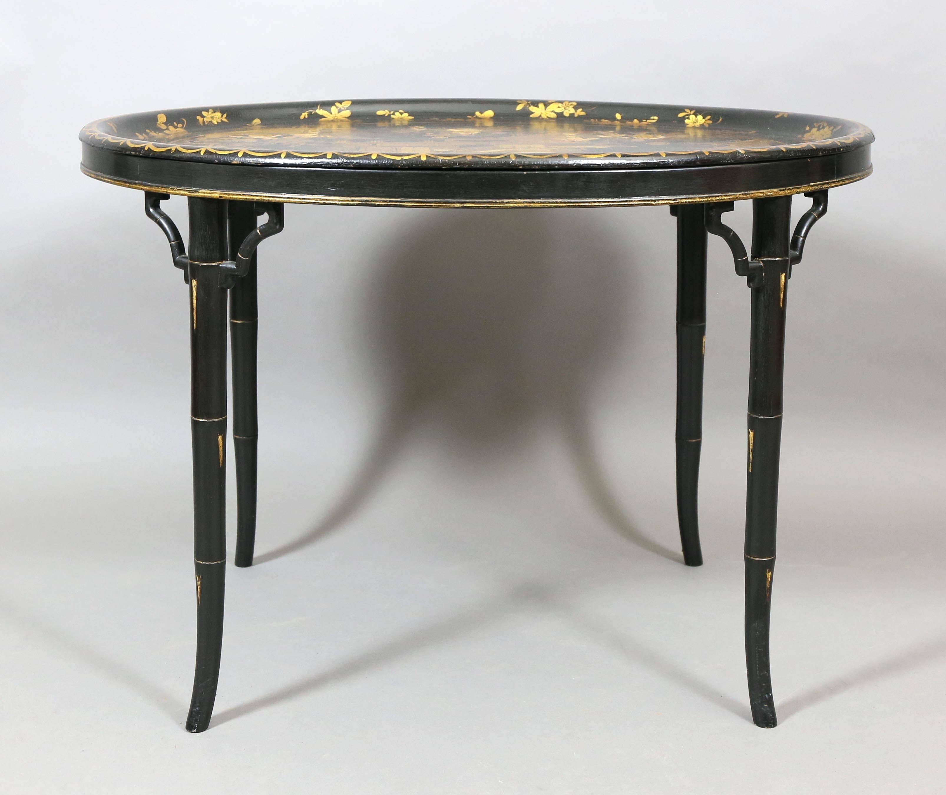 Victorian Chinoiserie Papier Mache Tray Table 3