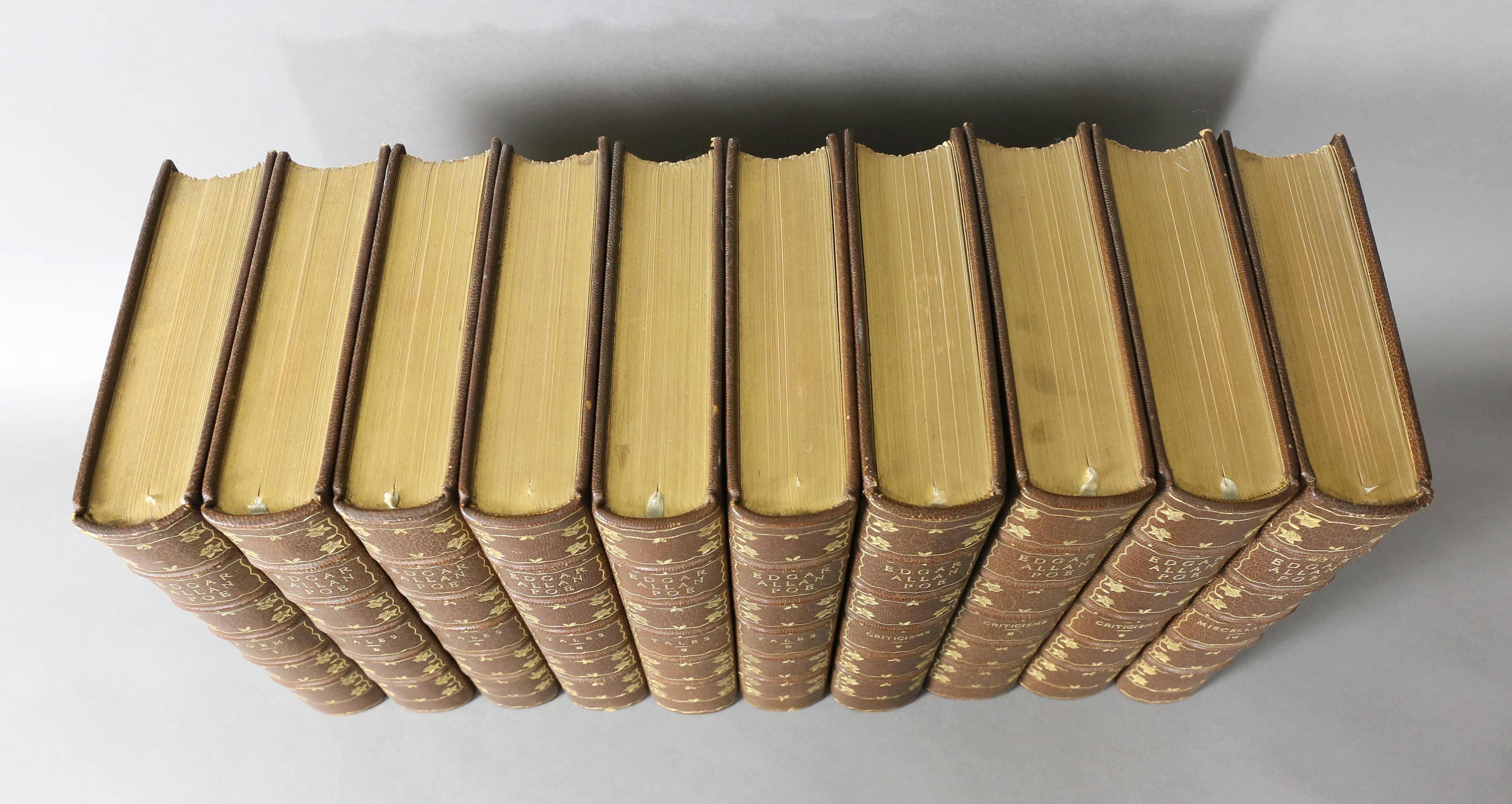 Fine Set of Ten Leather Bound Volumes, The Complete Works of Edgar Allan Poe 4
