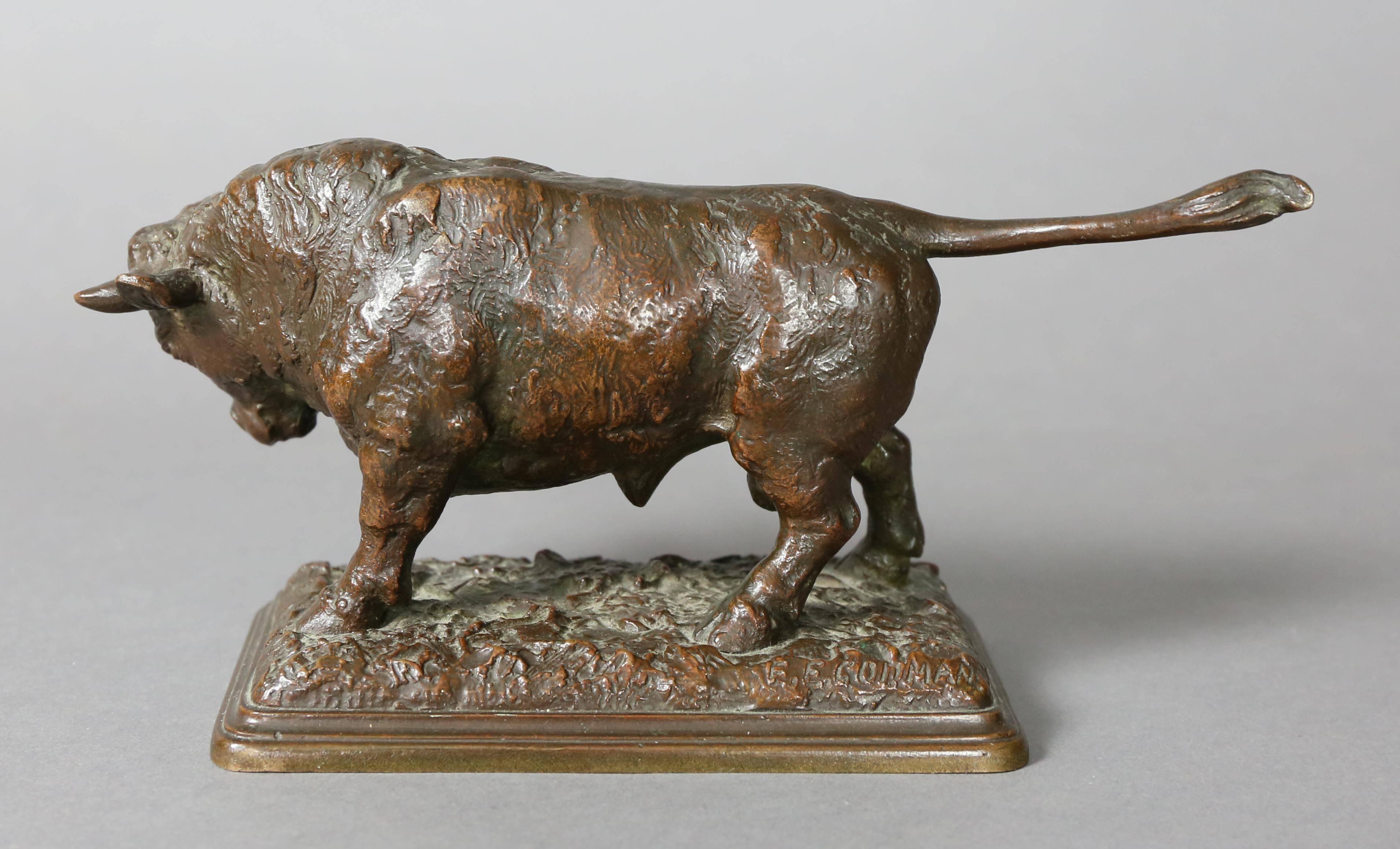 Early 20th Century American Bronze Bull Signed by Edwin E. Codman