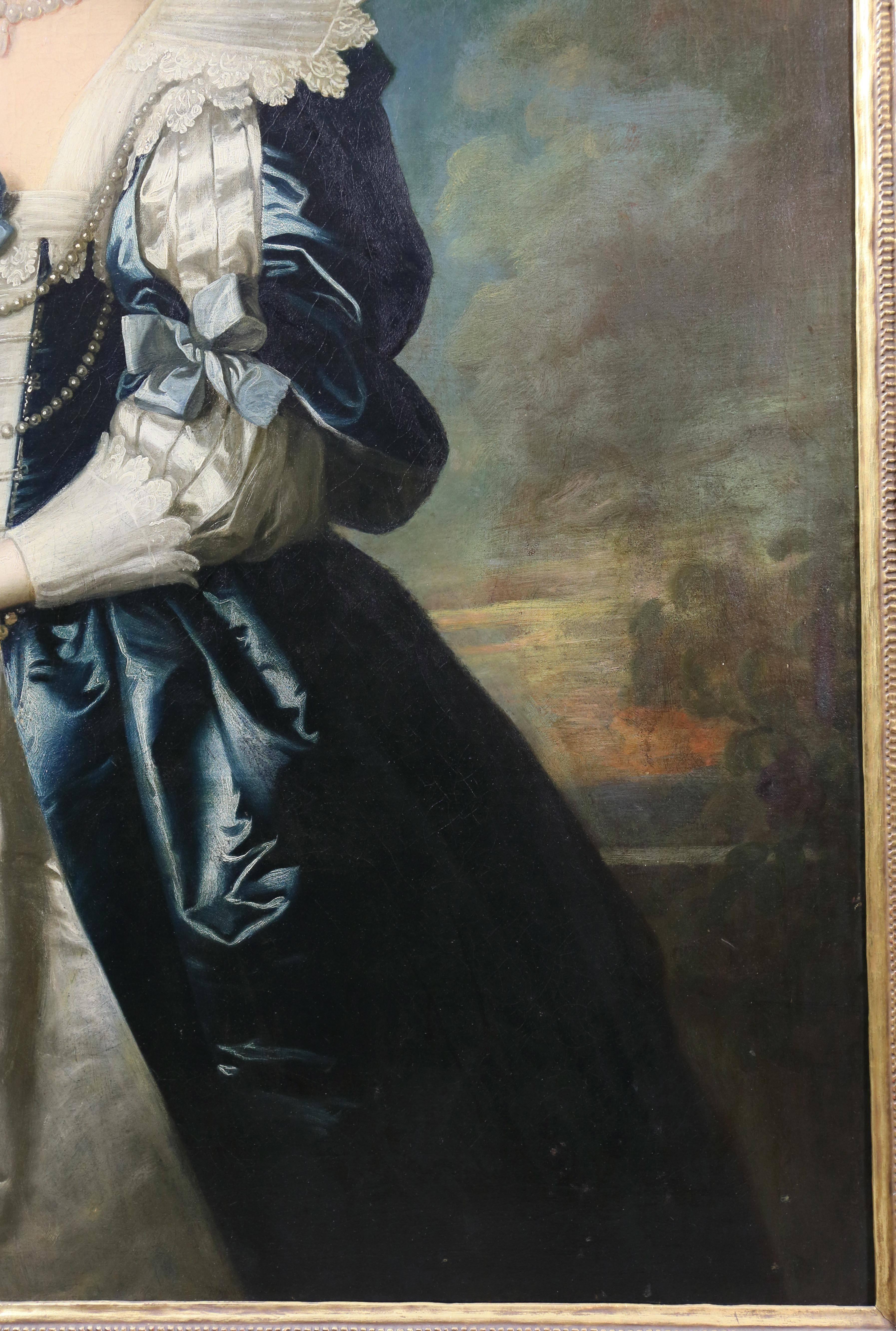 English Framed Portrait of Lady Nugent by Thomas Hudson with Carrig Rohane Frame