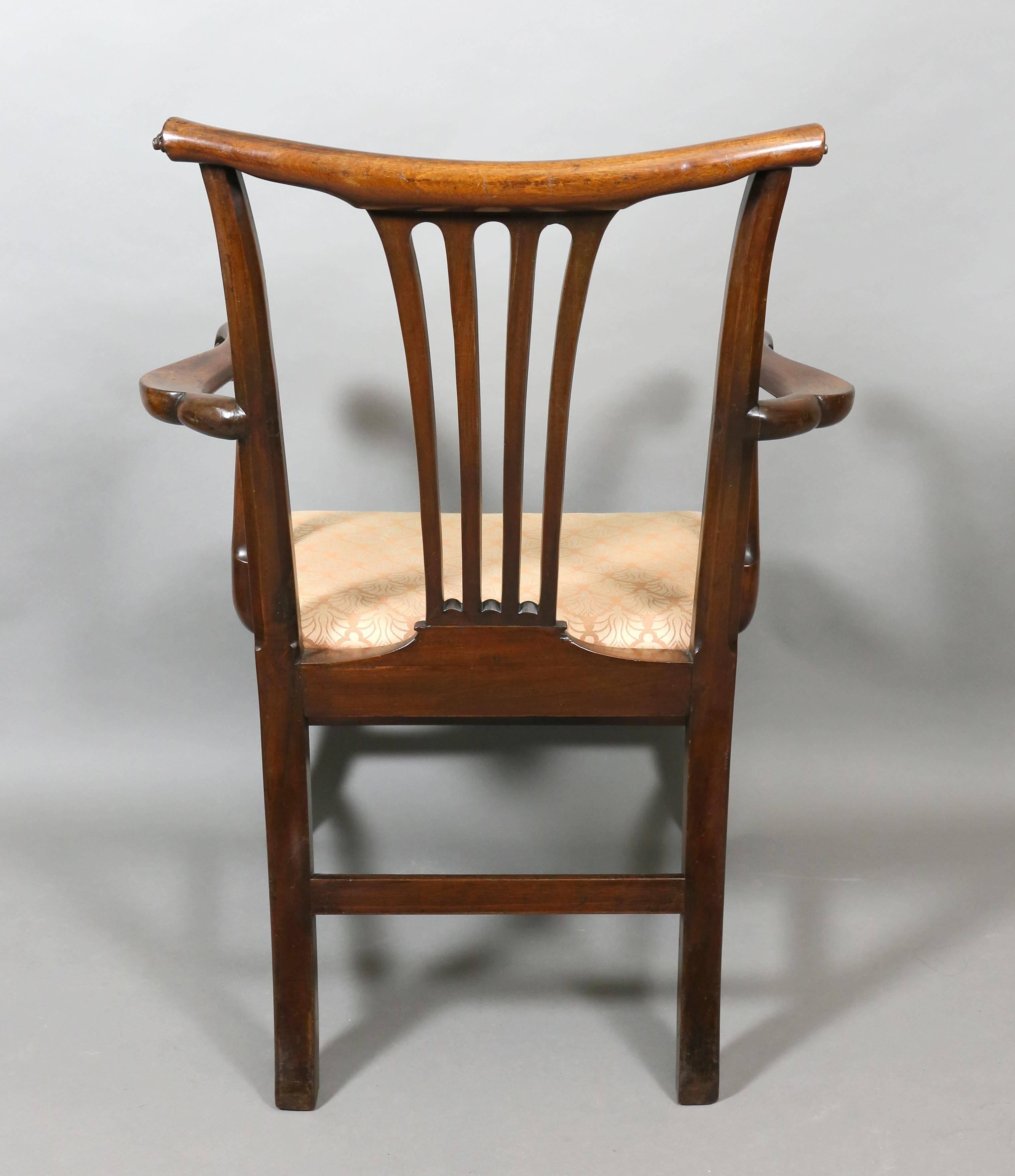 English George III Carved Mahogany Desk Chair