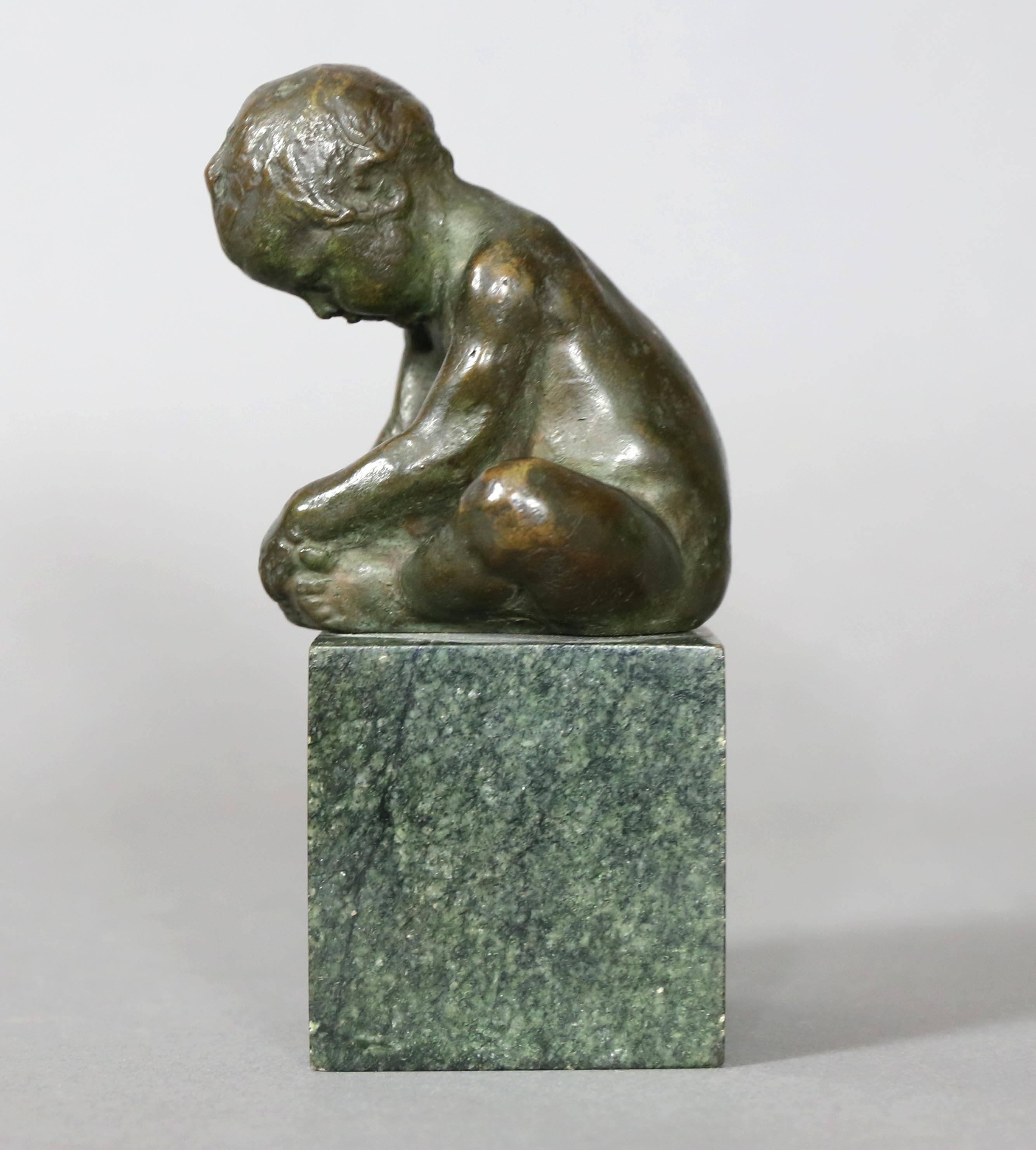 Bronze Sculpture of a Child In Good Condition In Essex, MA