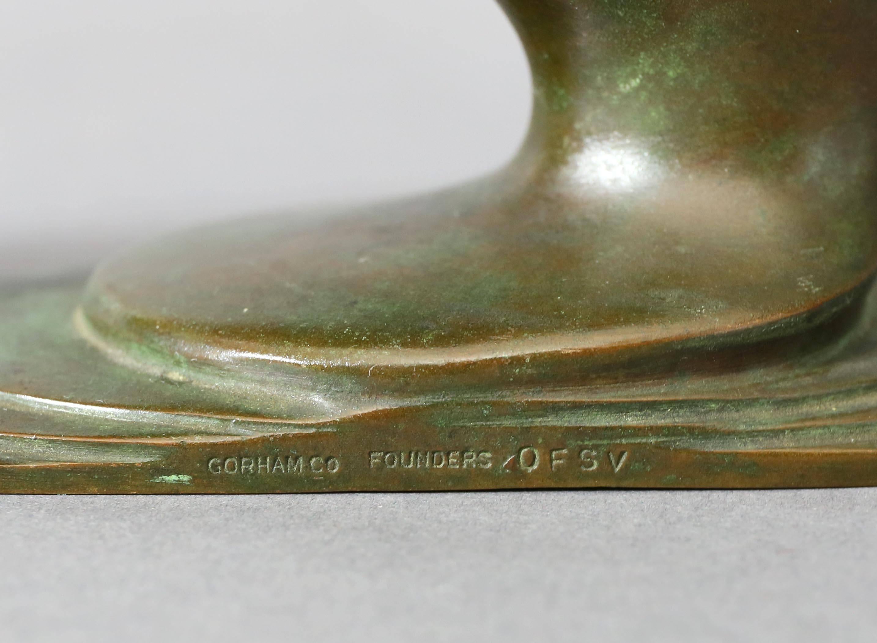 American Gorham Foundry Bronze Duck Paperweight 