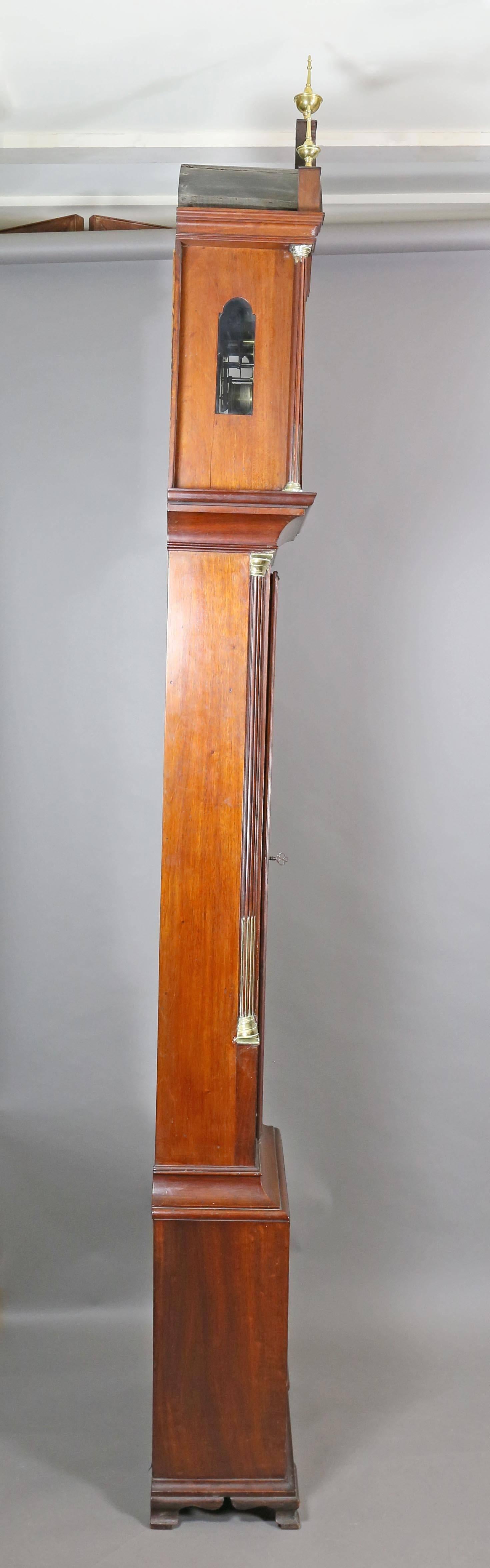 Federal Mahogany Tall Case Clock by Aaron Willard In Good Condition In Essex, MA
