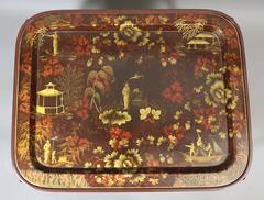 Victorian Papier Mâchée Tray Top Chinoiserie Decorated Coffee Table