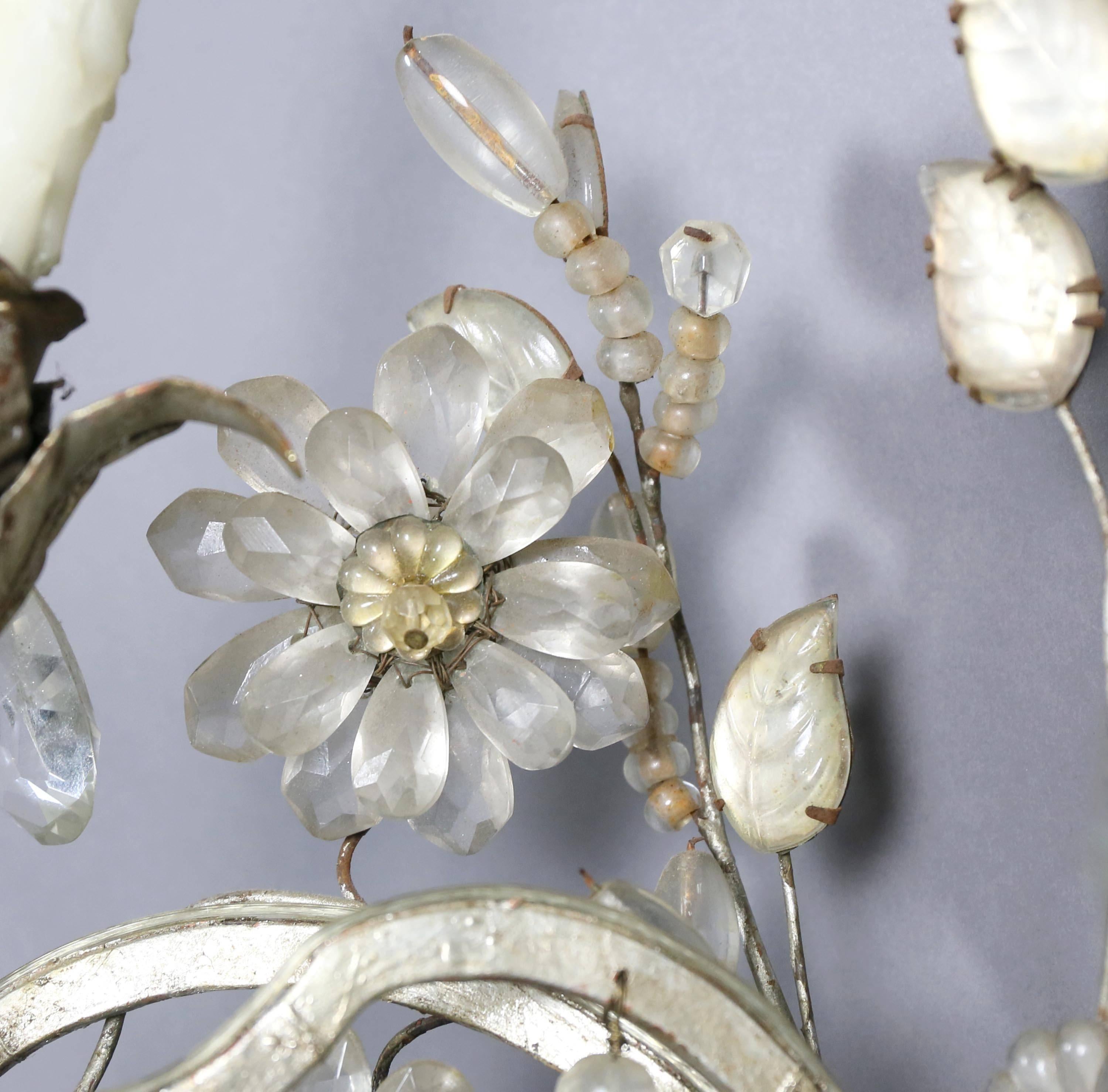 Early 18th Century Pair of Maison Bagues Regence Style Rock Crystal and Crystal Wall Sconces