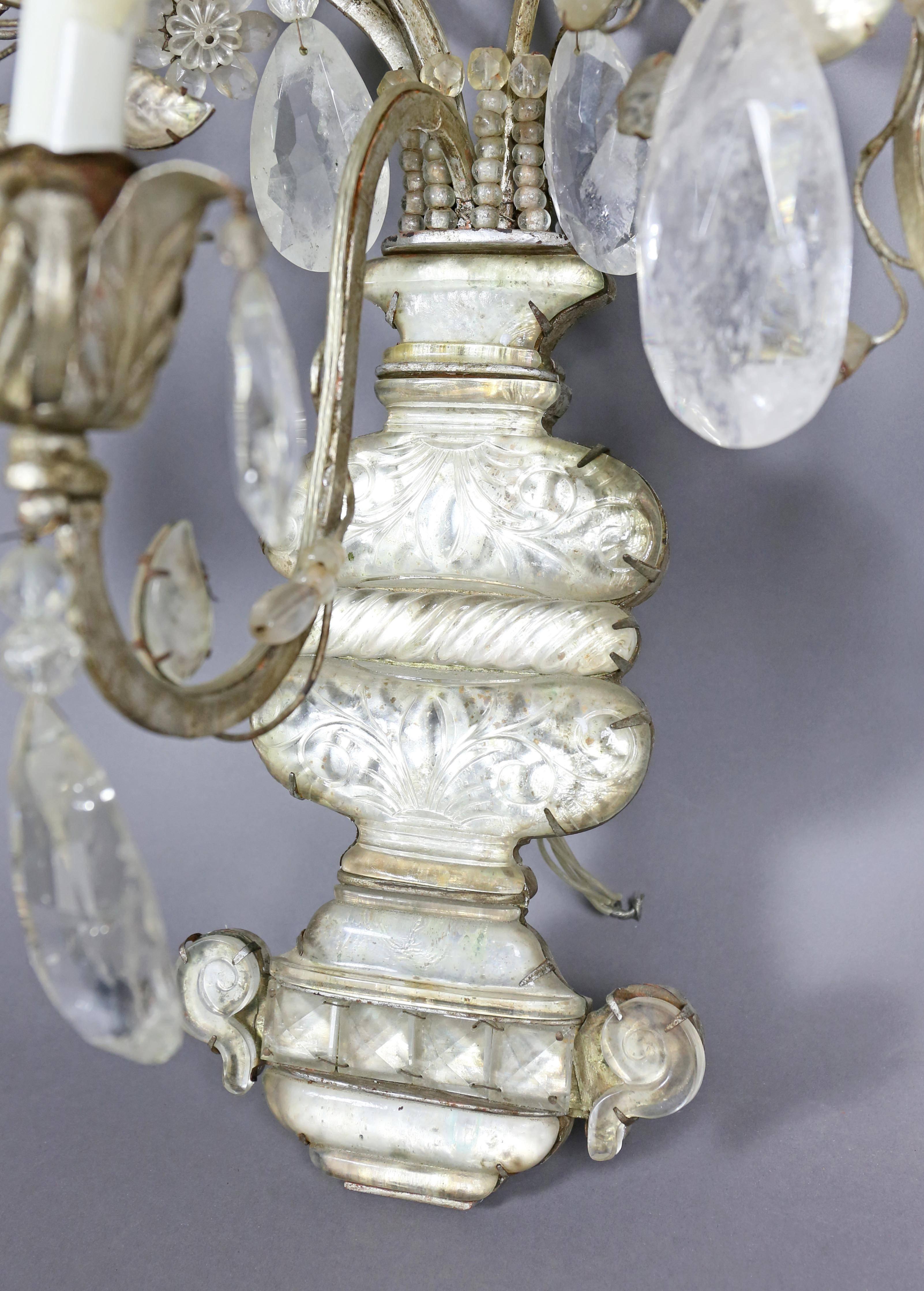 Pair of Maison Bagues Regence Style Rock Crystal and Crystal Wall Sconces 3