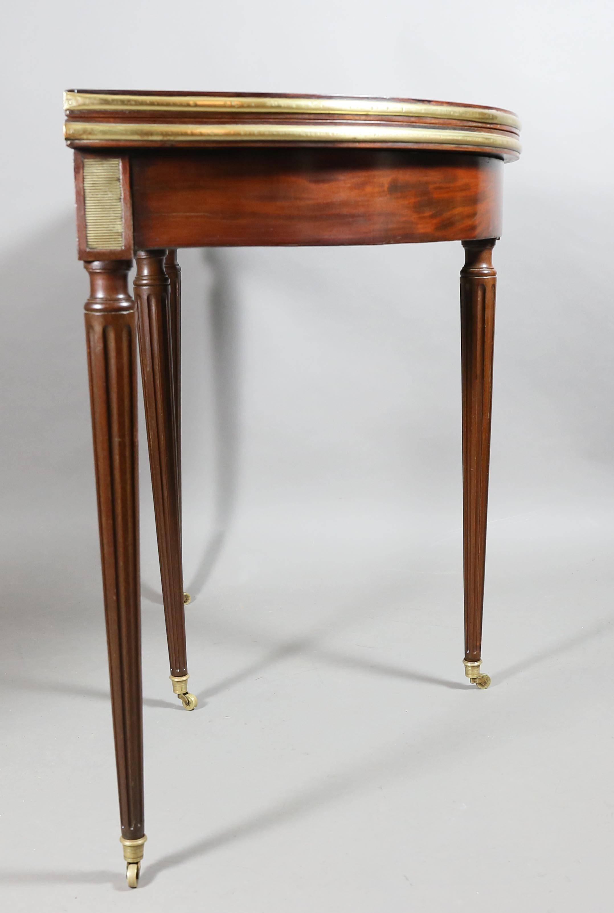 French Directoire Style Mahogany and Brass Mounted Console or Games Table