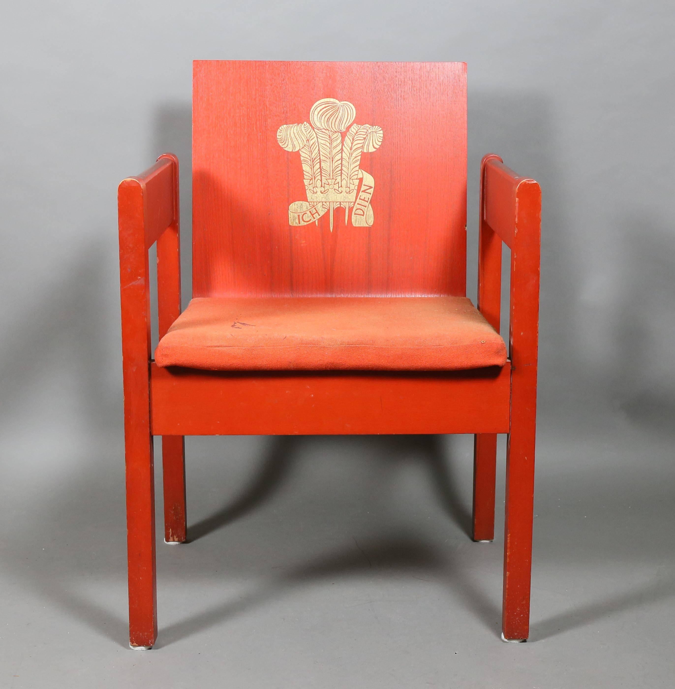 Prince of Wales Red Painted Investiture Chair For Sale at 1stDibs