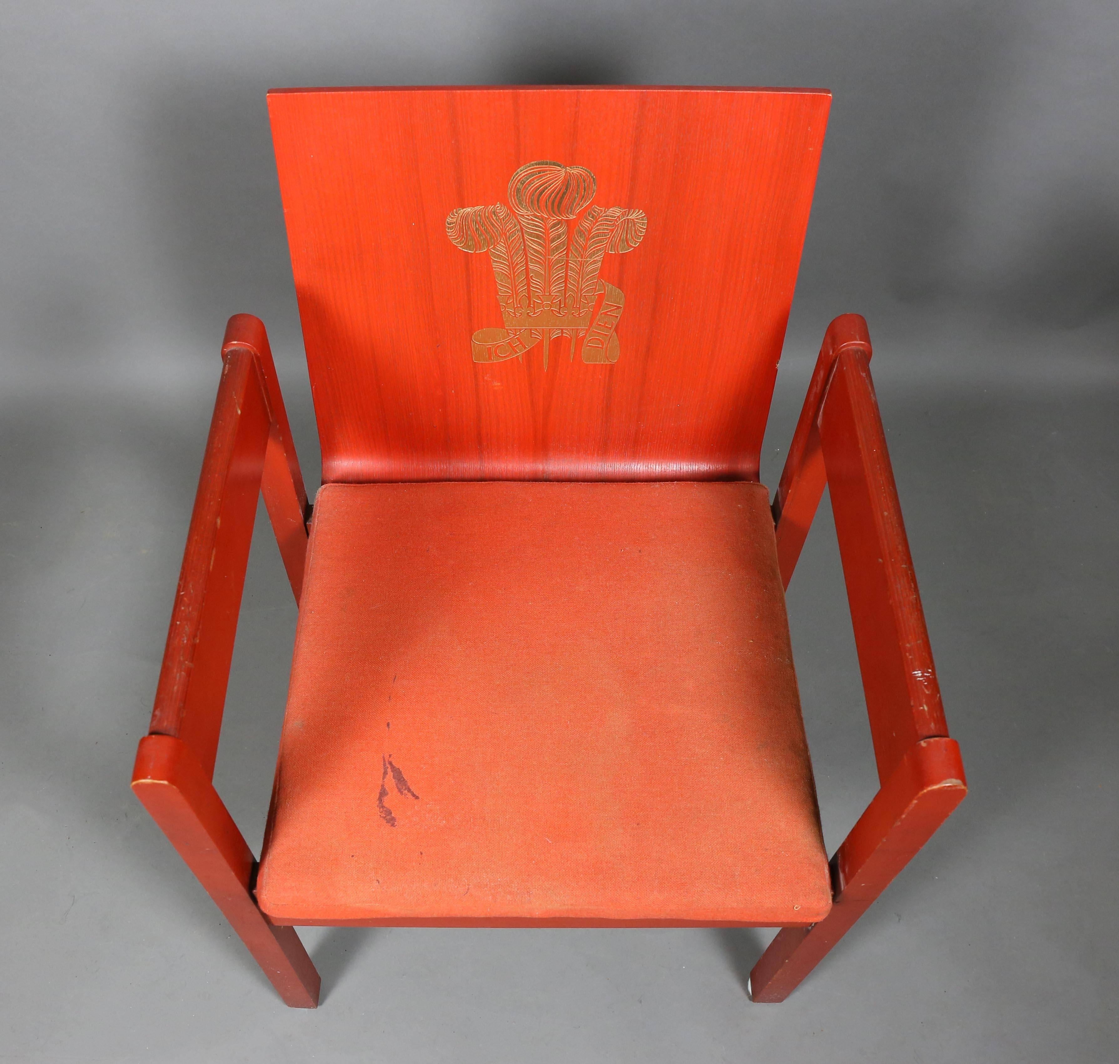 Prince of Wales Red Painted Investiture Chair For Sale at 1stDibs