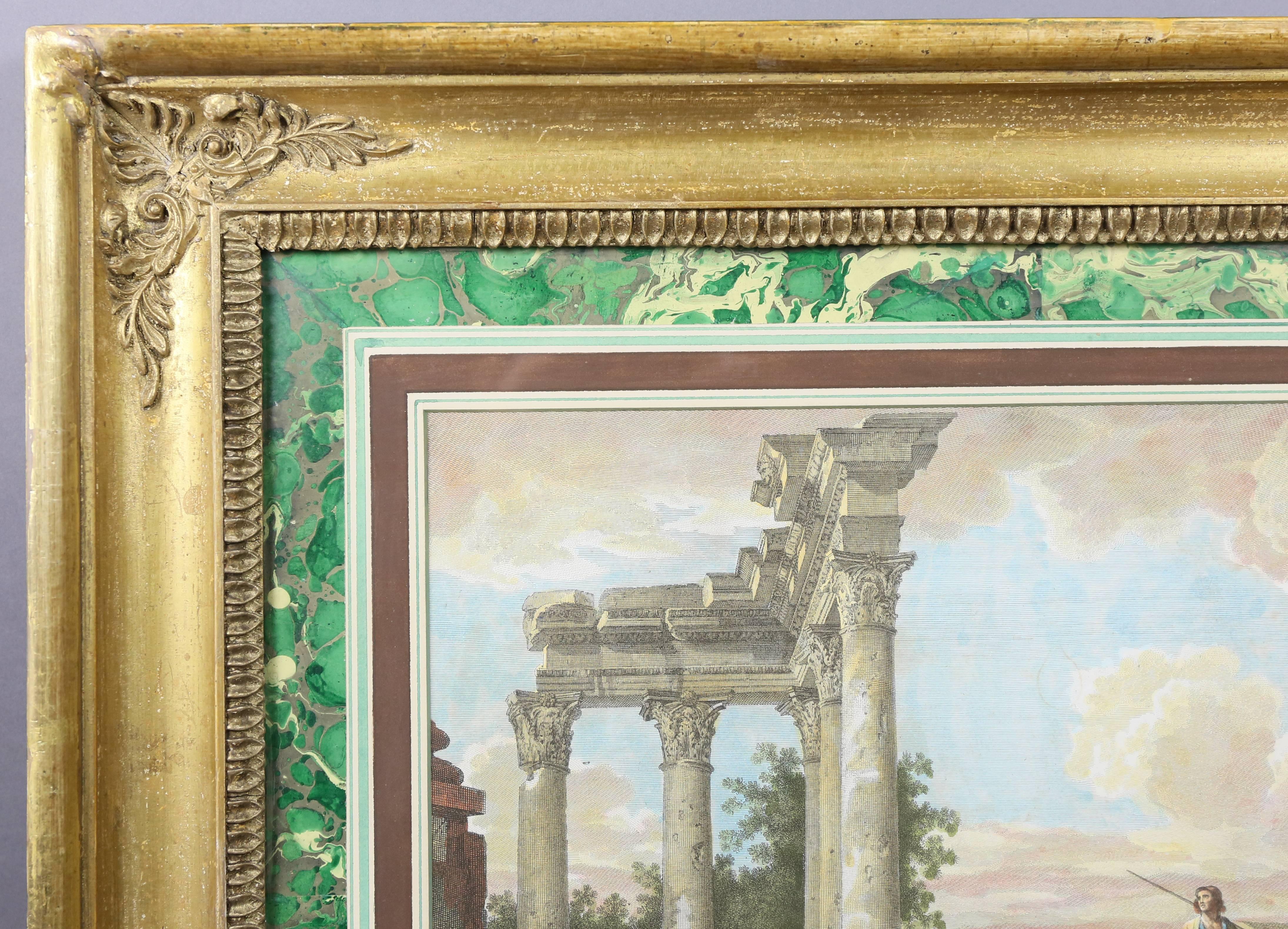 19th Century Pair of French Empire Framed Prints in Period Frames