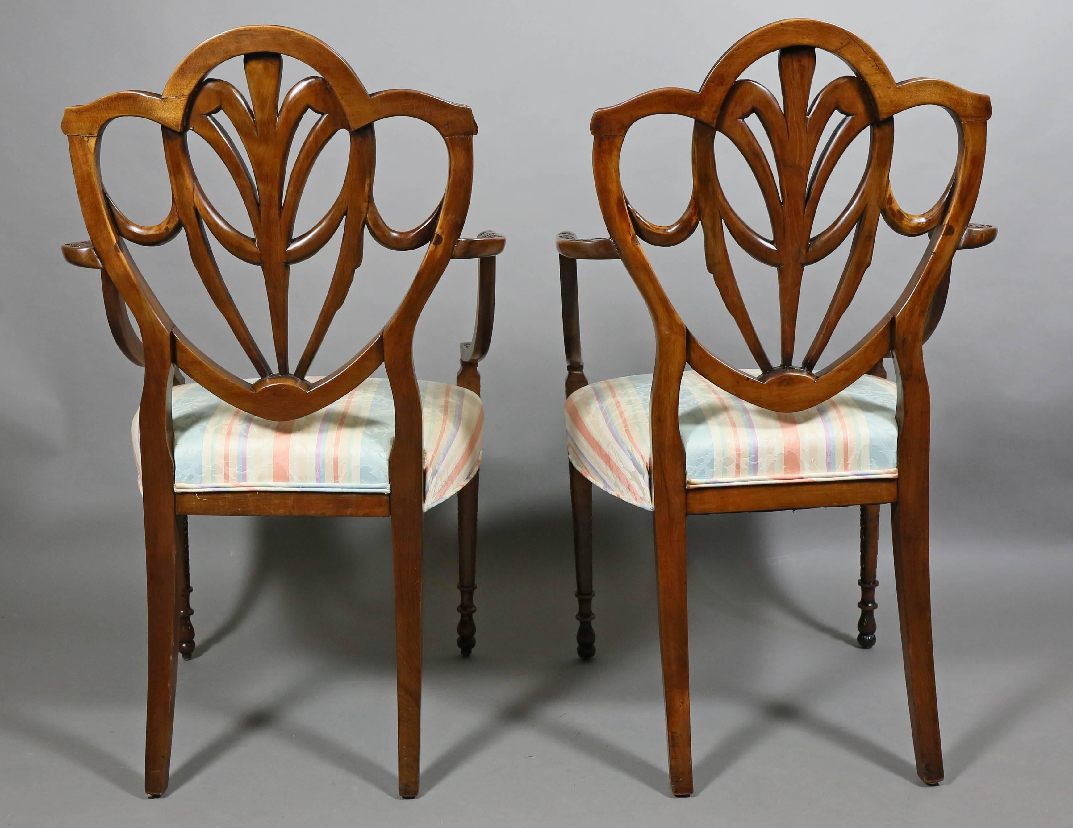 Pair of Edwardian Finely Carved Mahogany Armchairs In Good Condition In Essex, MA
