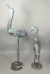 Pair of Japanese Style Bronze Cranes