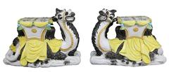 Pair of Italian Camel Form Majolica Garden Stools