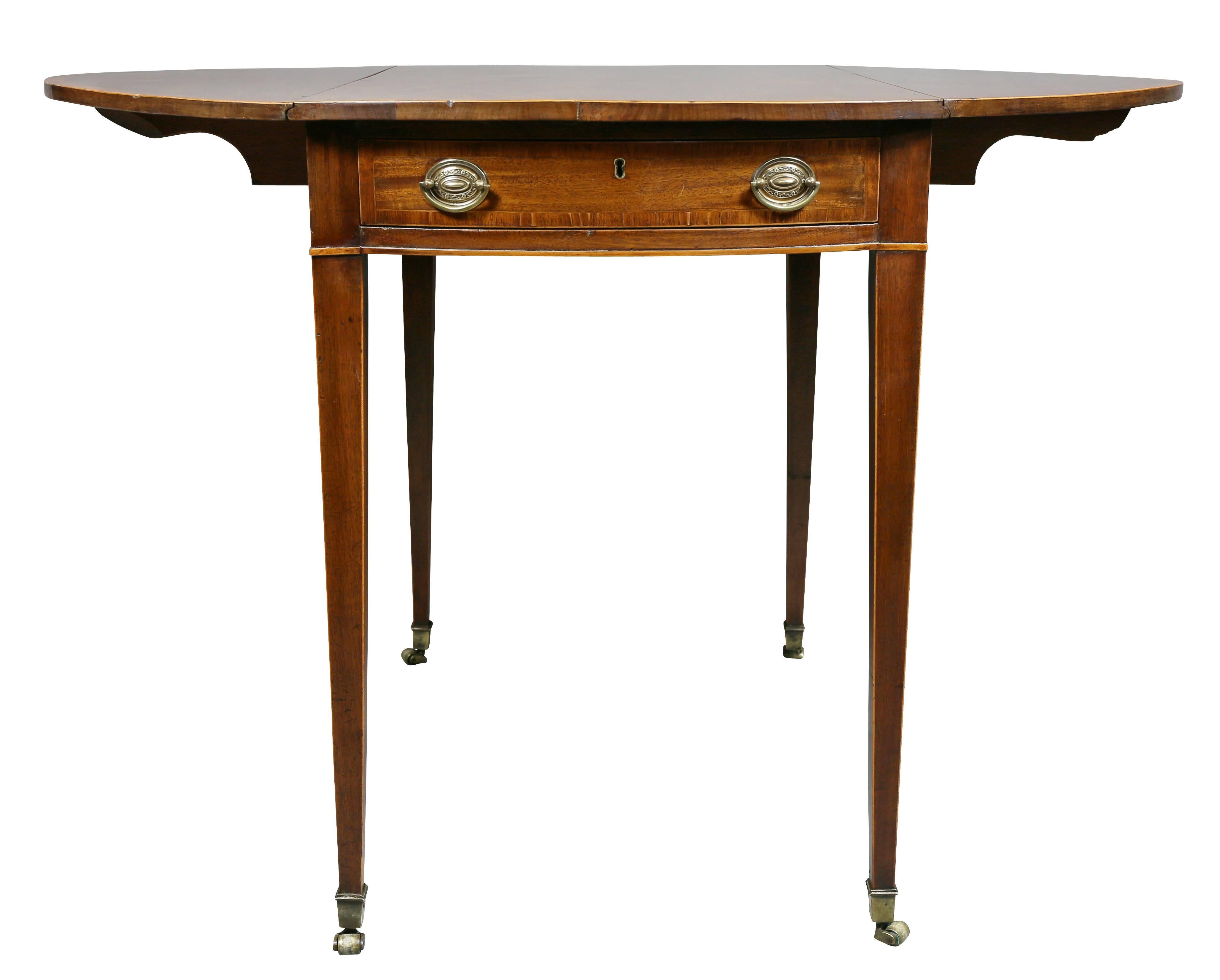 English George III Mahogany and Rosewood Banded Pembroke Table
