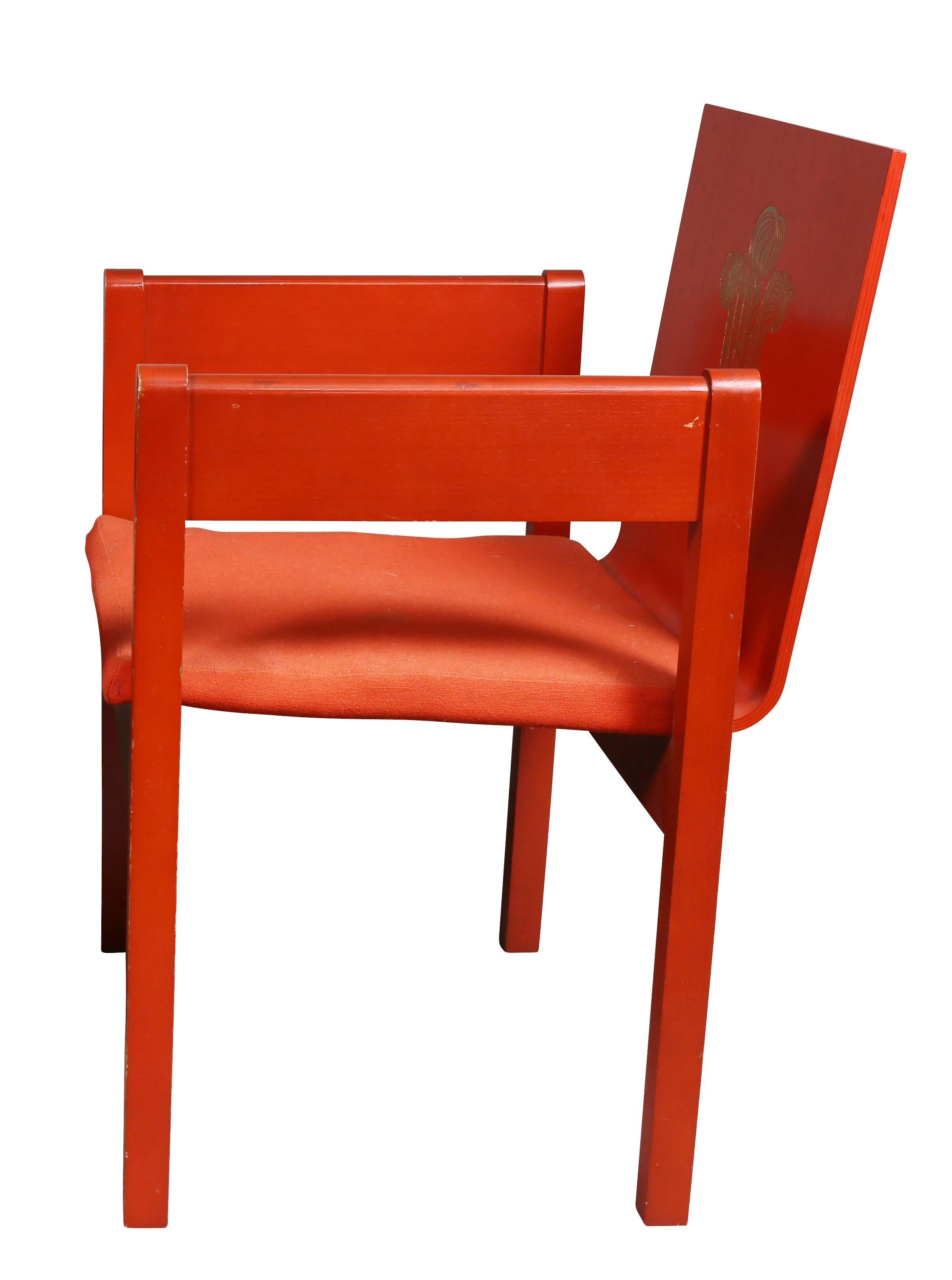 Prince of Wales Red Painted Investiture Chair In Excellent Condition In Essex, MA