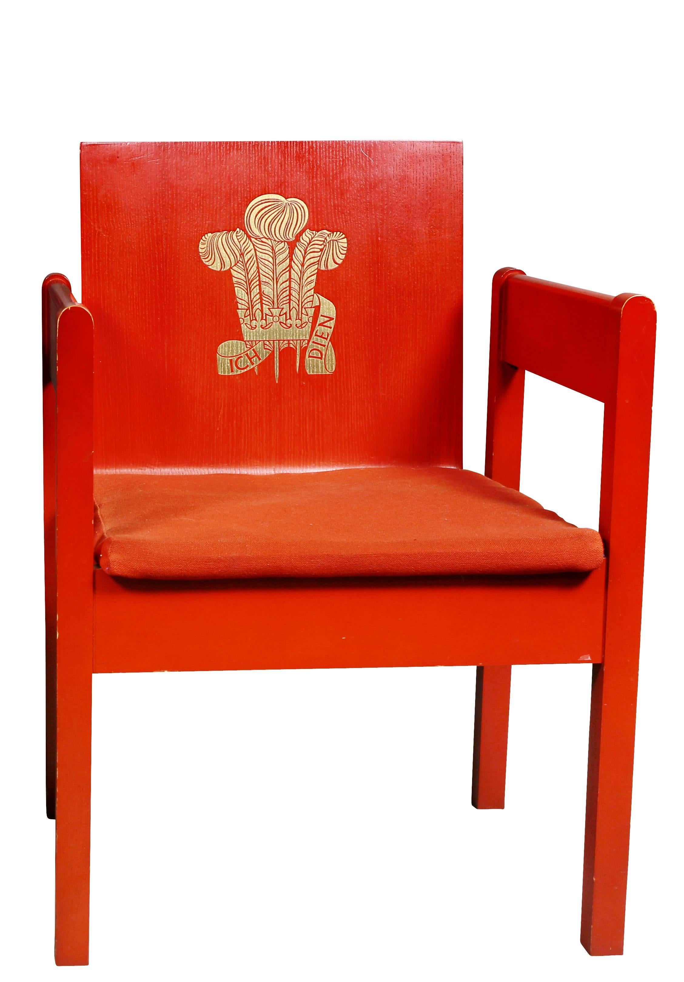 English Prince of Wales Red Painted Investiture Chair