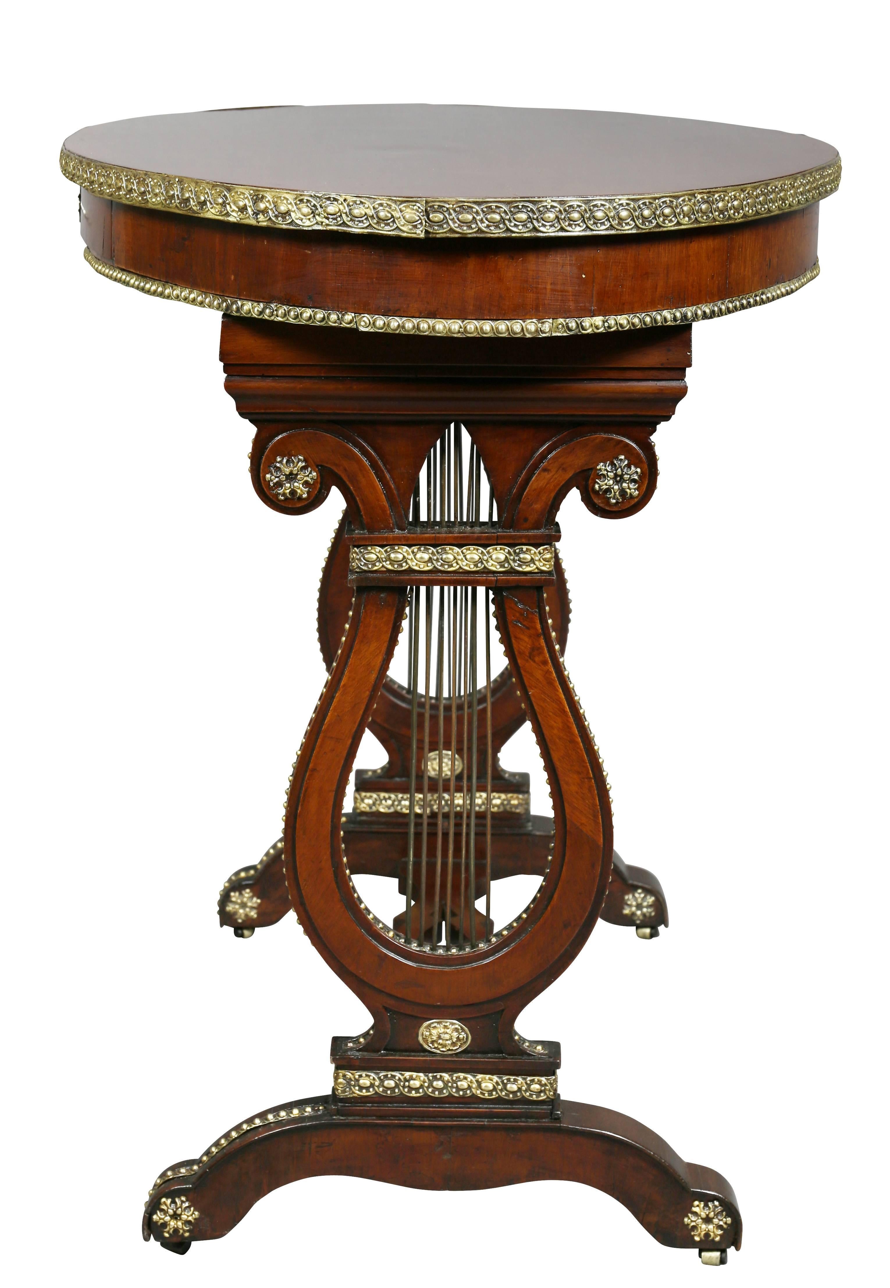 Russian Neoclassic Mahogany and Brass Mounted Table For Sale 2
