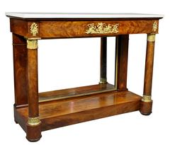 French Empire Mahogany and Ormolu Mounted Console Table