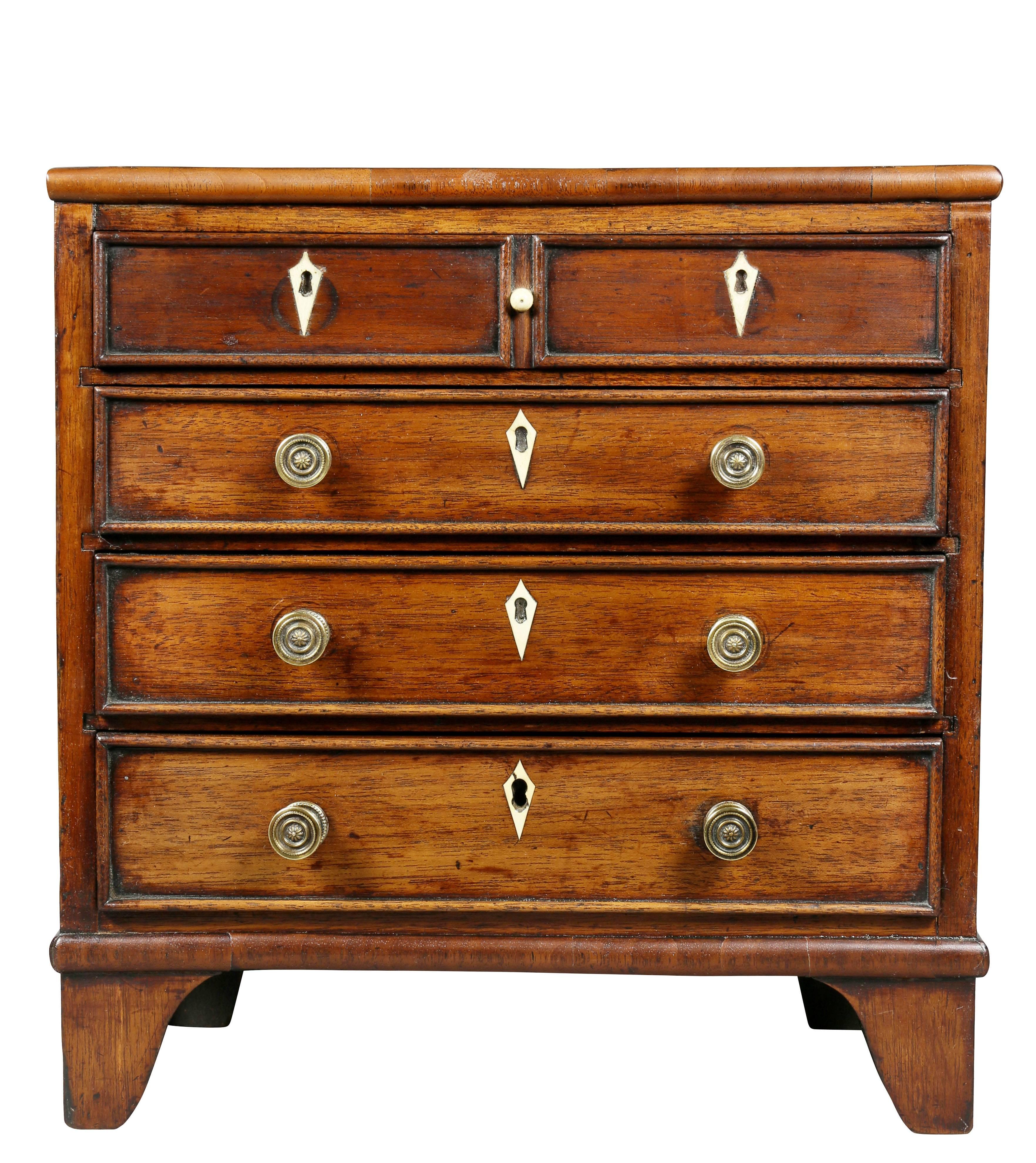 George III Mahogany Miniature Chest of Drawers In Excellent Condition In Essex, MA