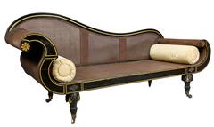 Regency Ebonized, Gilded and Brass Inlaid Recamier