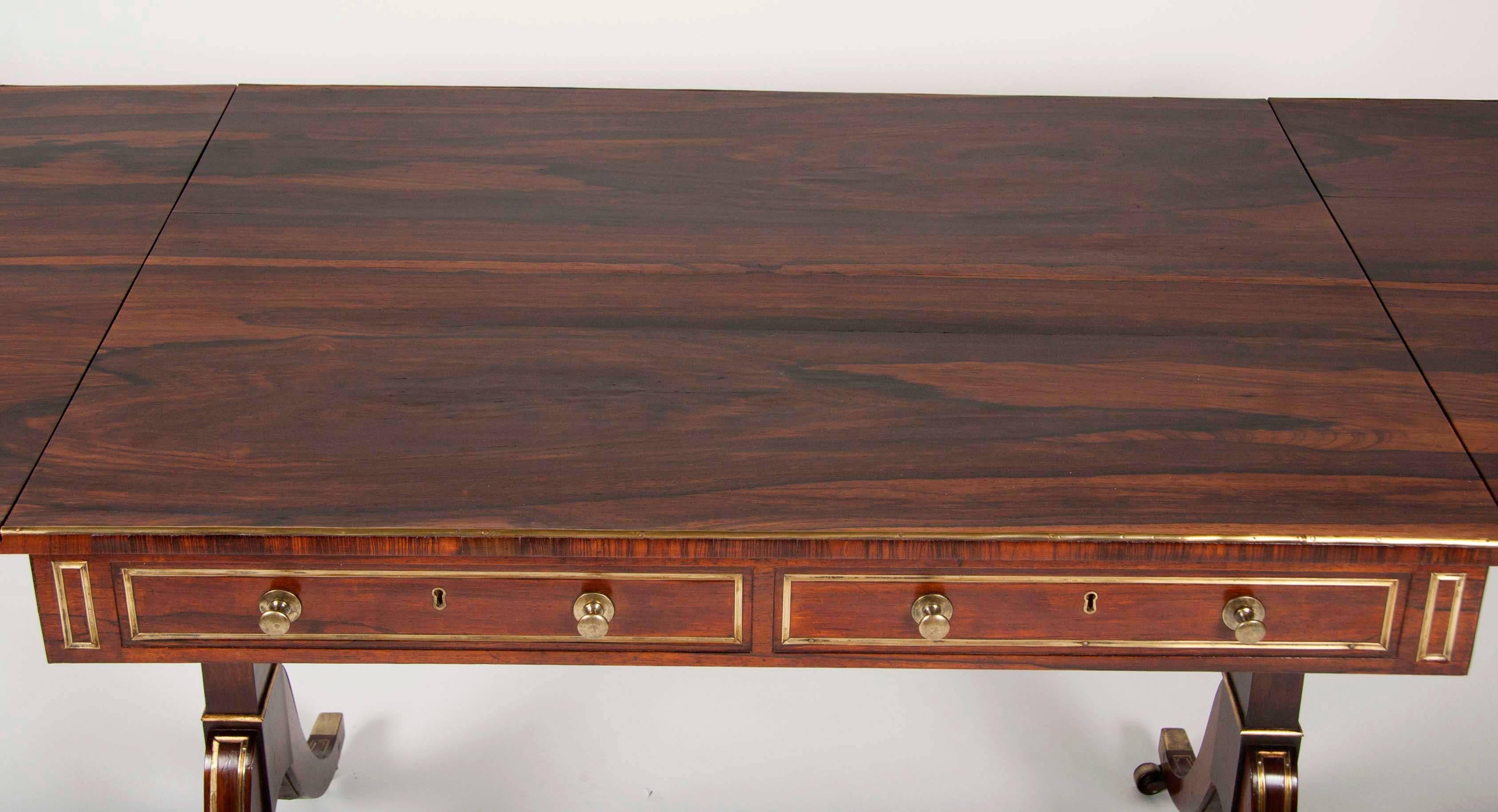 19th Century Regency Rosewood and Brass-Mounted Sofa Table