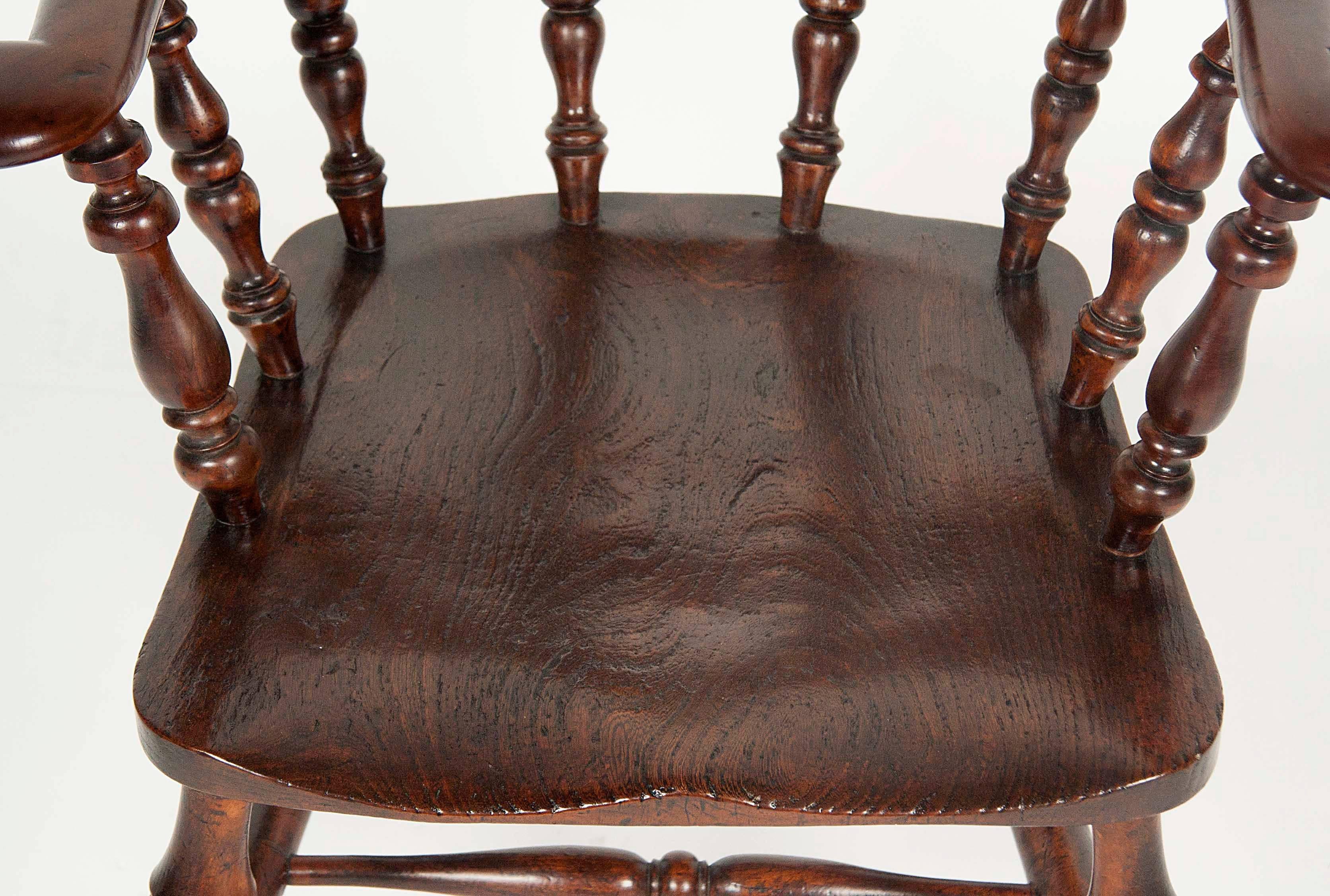Early 19th Century Matched Pair of Regency Yewwood and Elm Captains Chairs