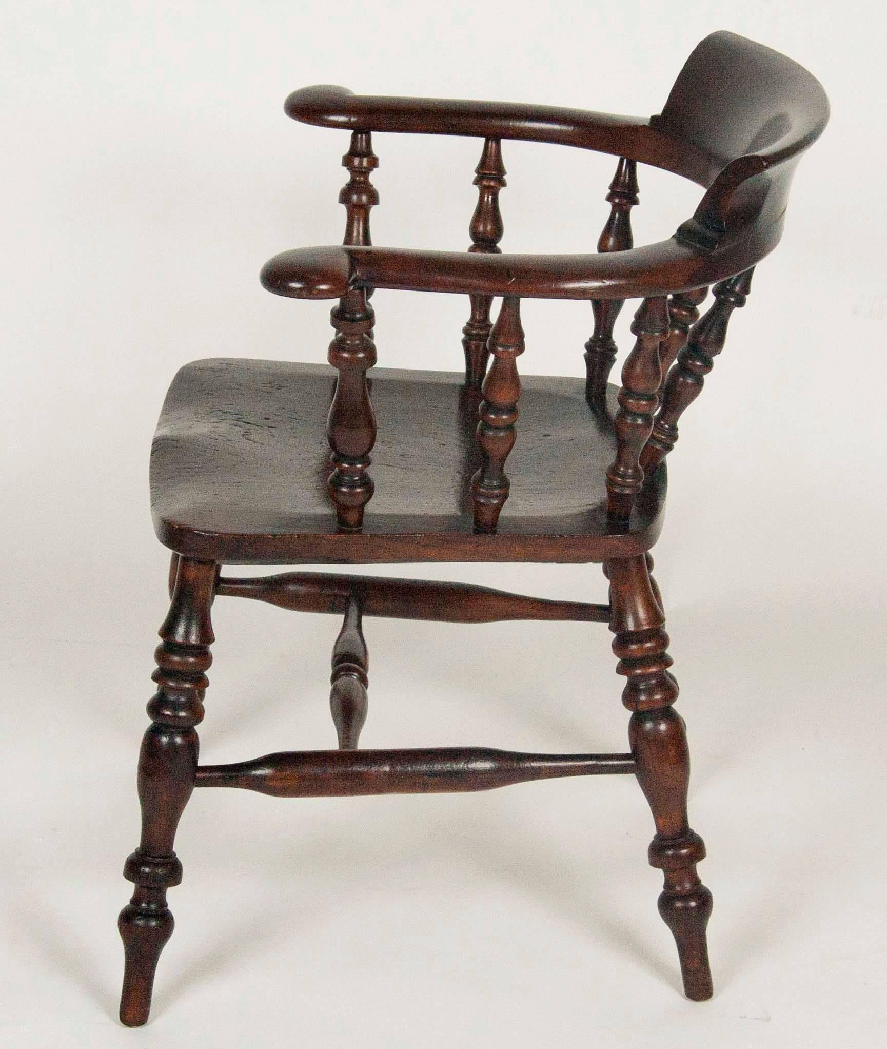 Matched Pair of Regency Yewwood and Elm Captains Chairs 3