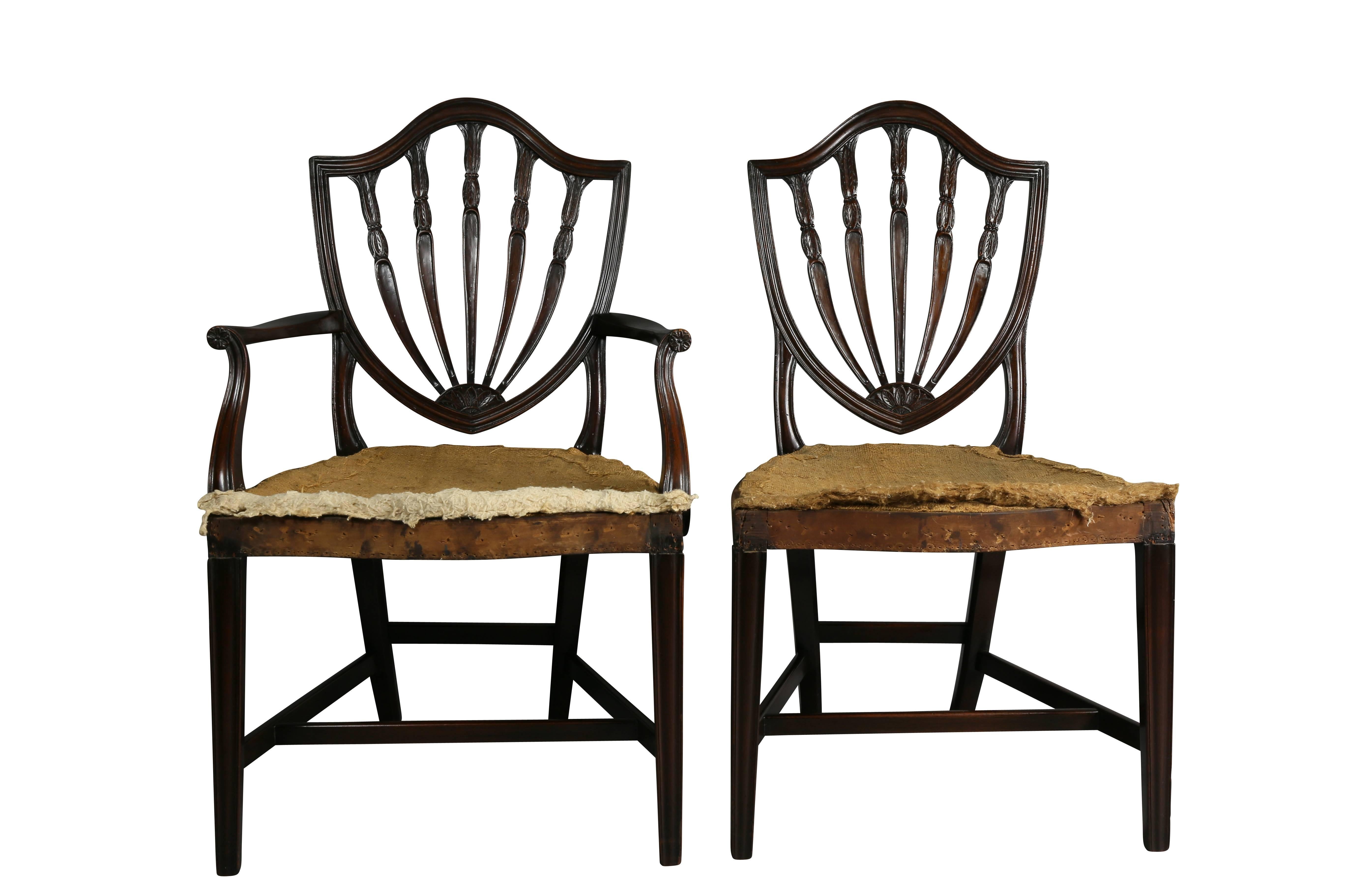 Set of Ten George III Style Mahogany Shield Back Dining Chairs 2