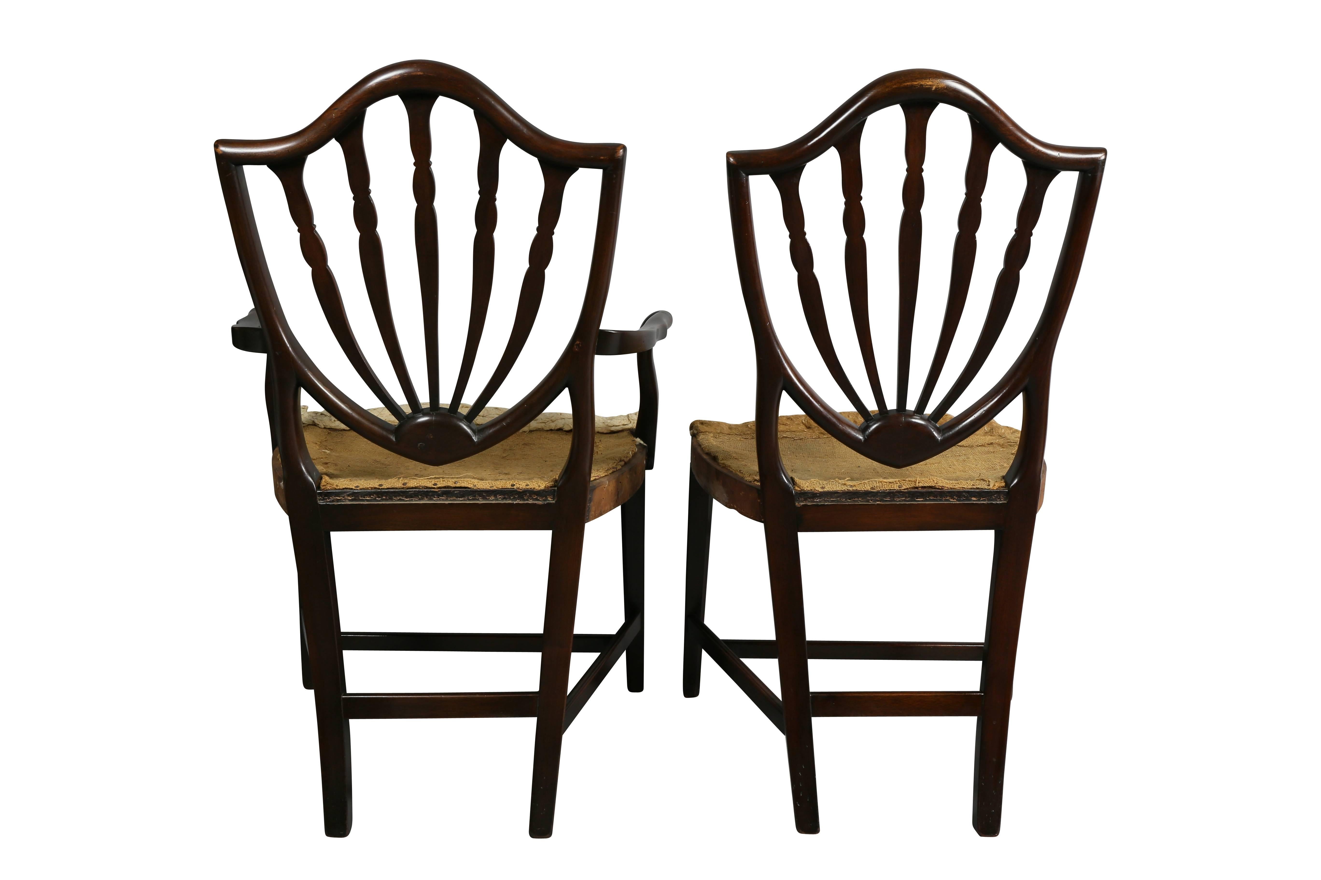 Set of Ten George III Style Mahogany Shield Back Dining Chairs 5